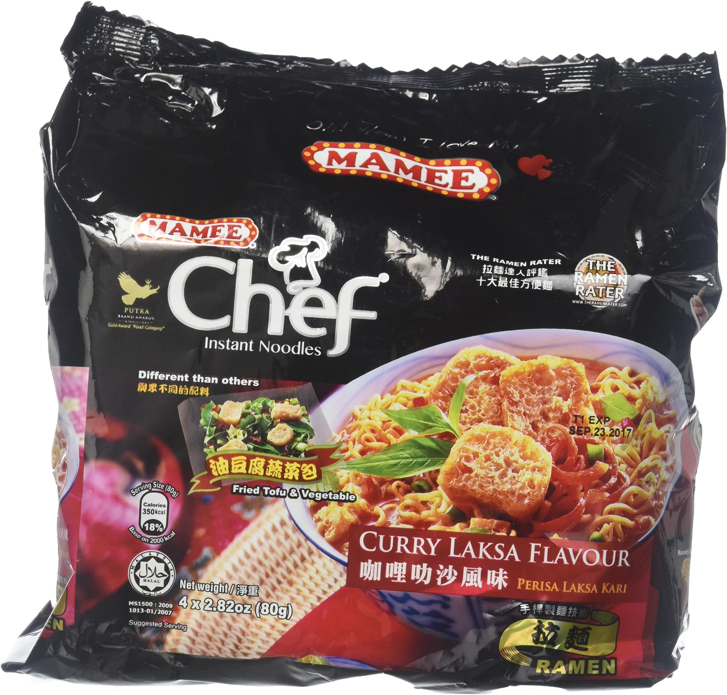 Chef Curry Laksa Flavour Ramen Noodles 4 Pack 4x80g