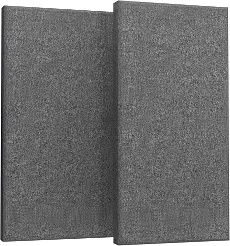 Paneles acústicos de 2 pulgadas de grosor con accesorios para colgar, 2 paneles de fibra de vidrio de 47.2 x 23.6 pulgadas de absorción de sonido