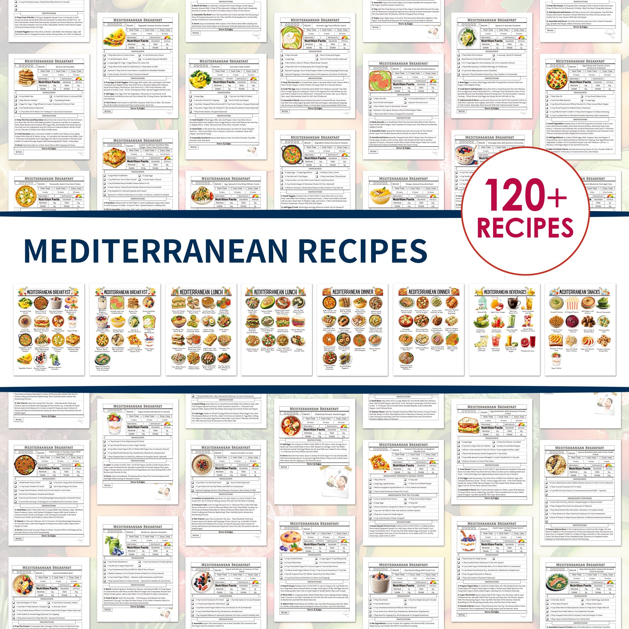 Simple & Easy - Libro de cocina de dieta mediterránea para principiantes y personas mayores, libro de recetas mediterráneas con planes de comidas, lista de alimentos y aperitivos, cuaderno de cocina