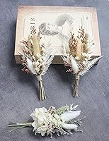 Vista 5 de Juego de mini ramos de flores secas (6 piezas), corsé para hombres, decoración de platos de cena de fiesta, caja de regalo de propuesta de dama