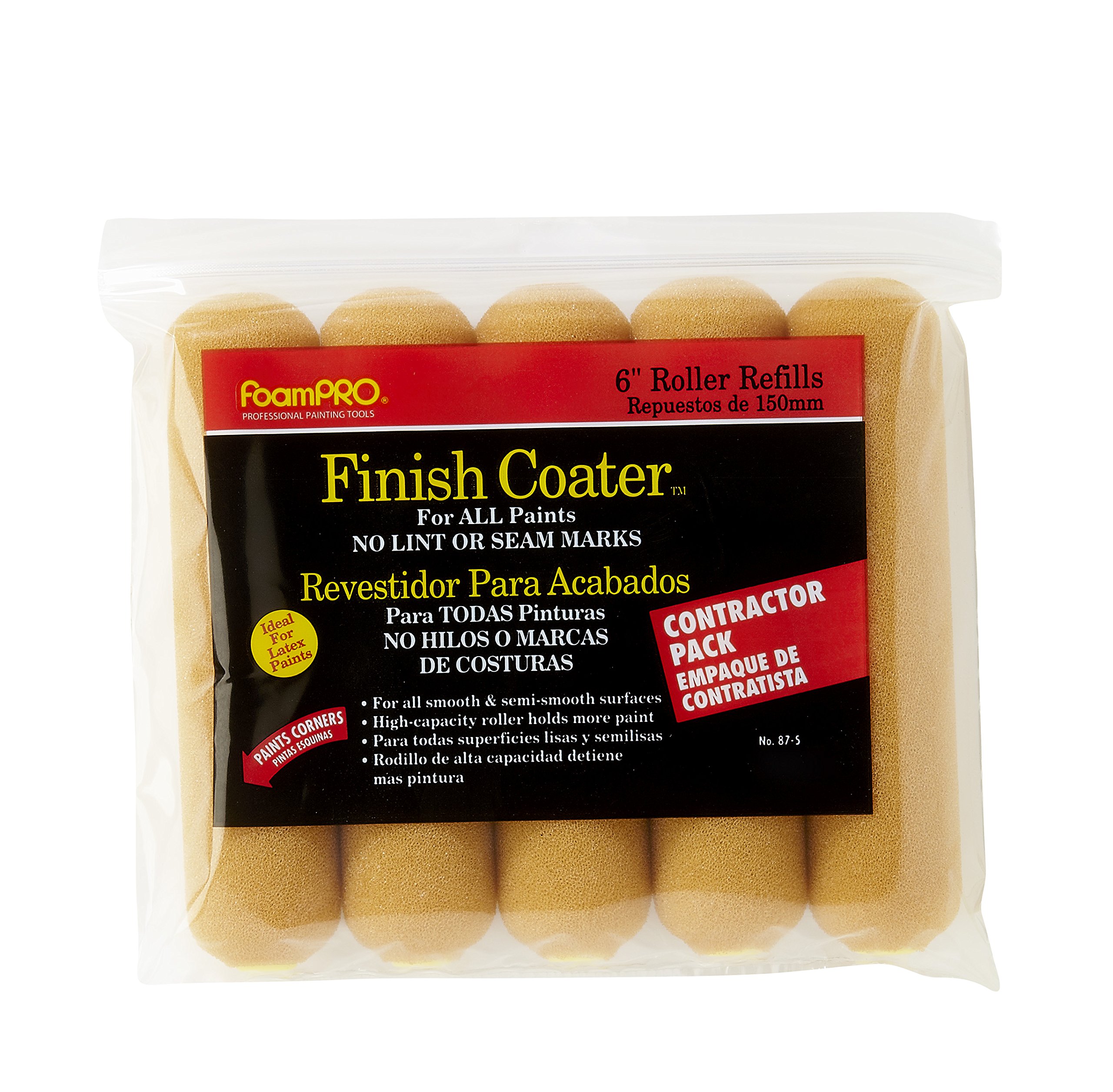 FoamPRO 87-5 Foam Paint Roller Refills, 6 Inch (Pack of 5)