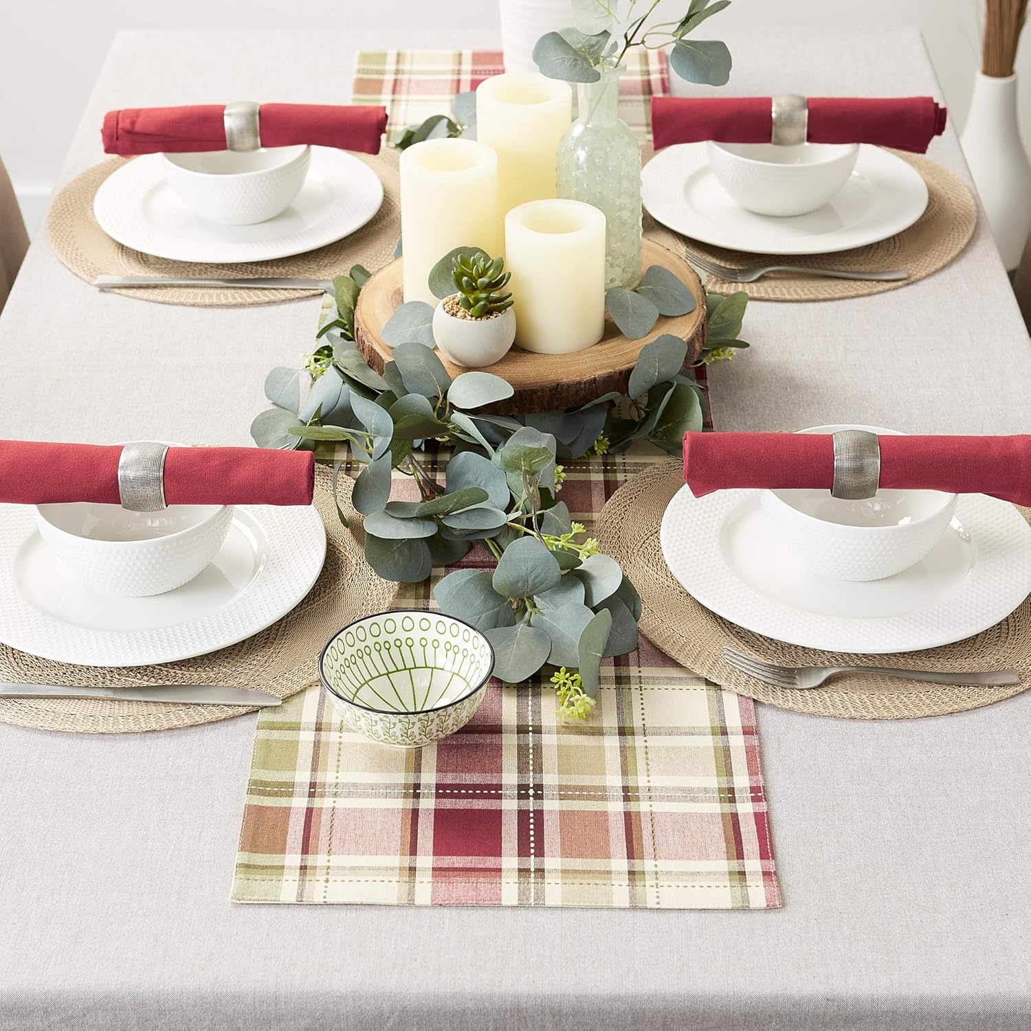 Up To 40% OFF DII Fall Basics Collection 100% Cotton, Machine Washable, Tabletop, Table Runner, 13x72, Homespun Plaid