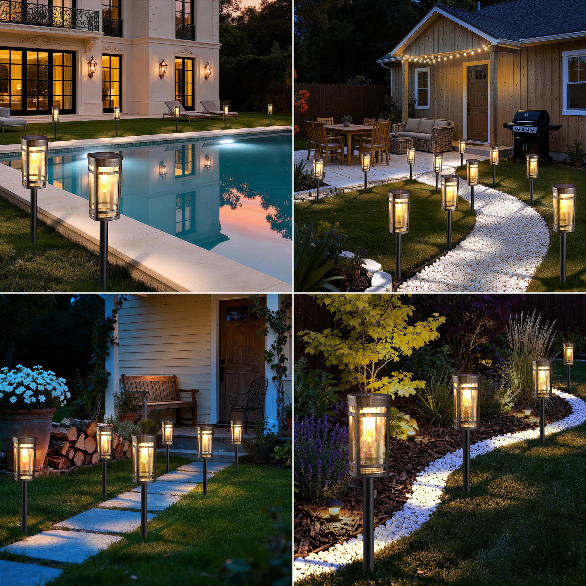 iBaycon Lámparas Solares para Exteriores Jardín,6 Unidades de Luces Solares LED Blanco cálido,Iluminación Solar impermeable para Césped,Jardín Terrazas Césped Patio Camino Decoración Exterior