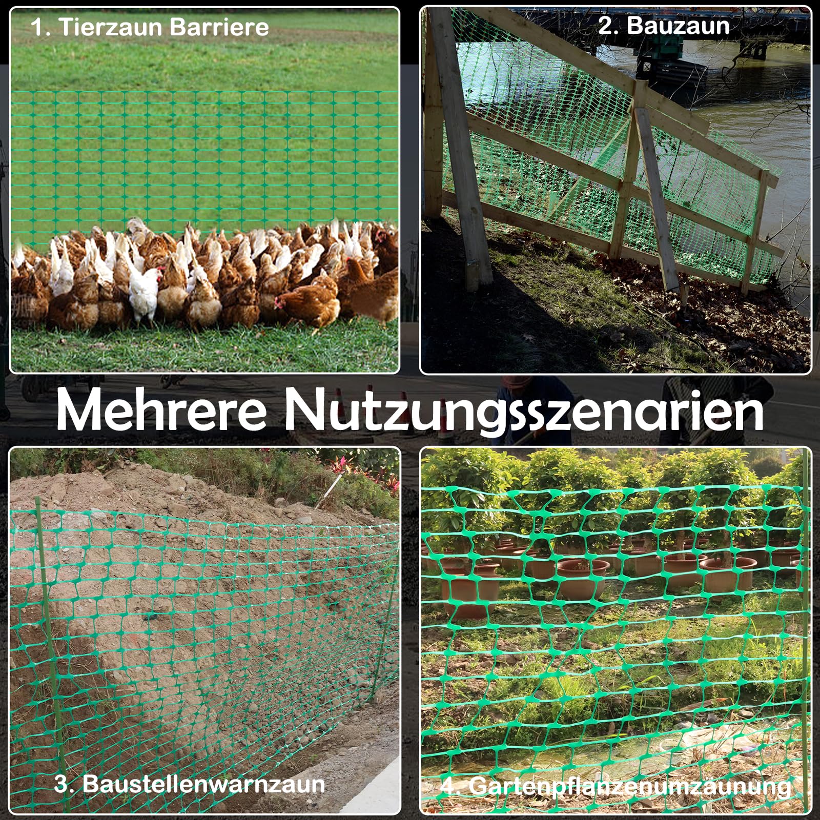 LILIIN 1x80m Recinzione in plastica per cantiere, rete di sicurezza, rete delimitatrice, rete per animali selvatici, rete di sicurezza, rete da giardino, recinto per polli, rete per cantiere, verde