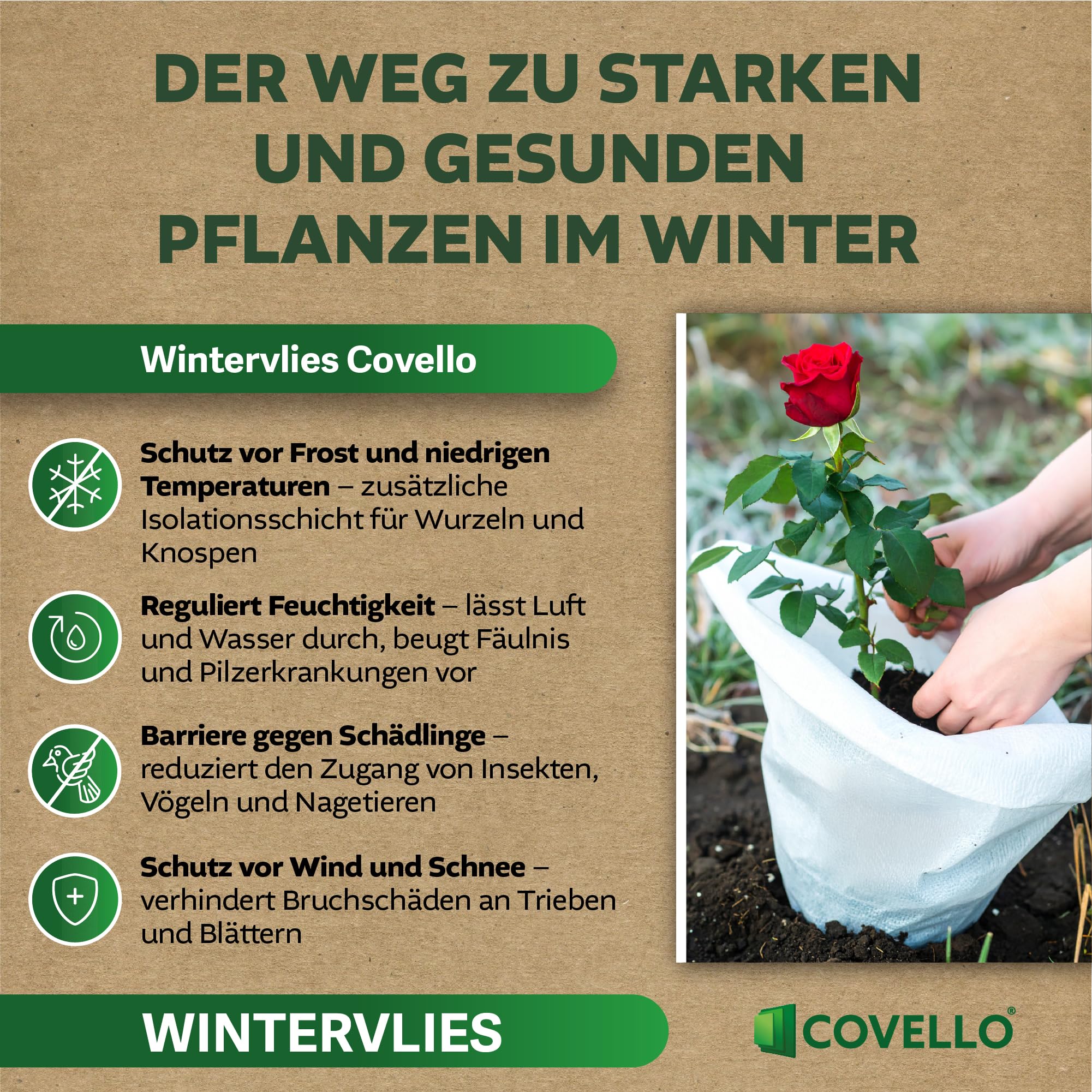 Covello Voile d'Hivernage pour Plantes 50g/m² Protection UV Respirante 25m x 1,6m 40m²