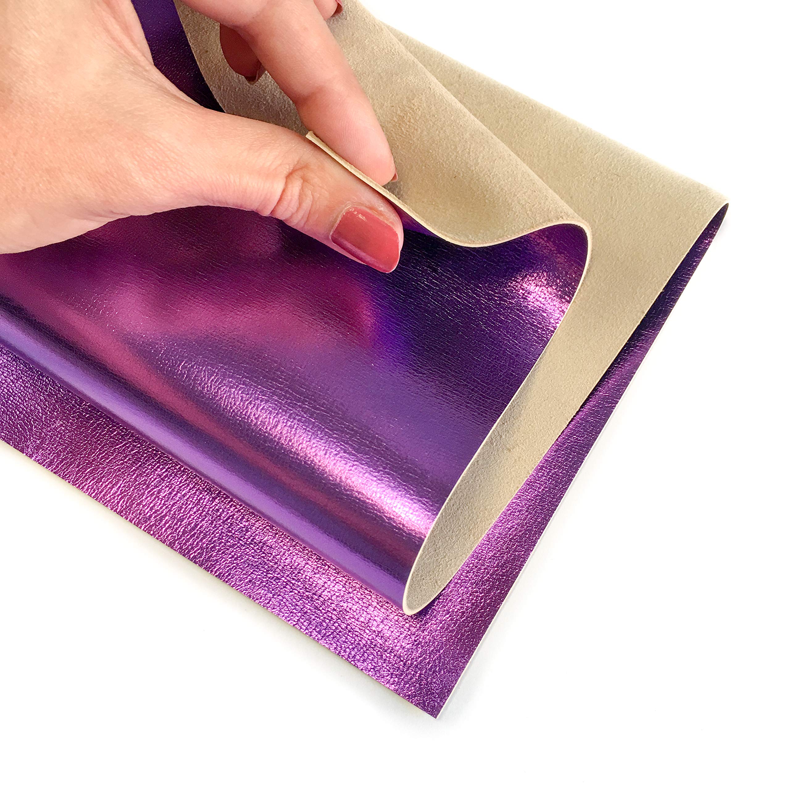 Vera pelle viola metallizzata Materiale: vera pelle di agnello scura lucida per cucito, artigianato e creazione di gioielli (viola viola, 30 x 60 cm)