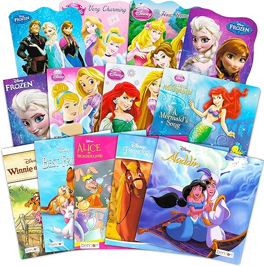 Disney Frozen Pixar Princess Board Book Ultimate Set ~ Bundle Includes 12 Books for Toddlers Featuring Elsa, Ariel, Aladdin, Belle, and Other Disney Favorites