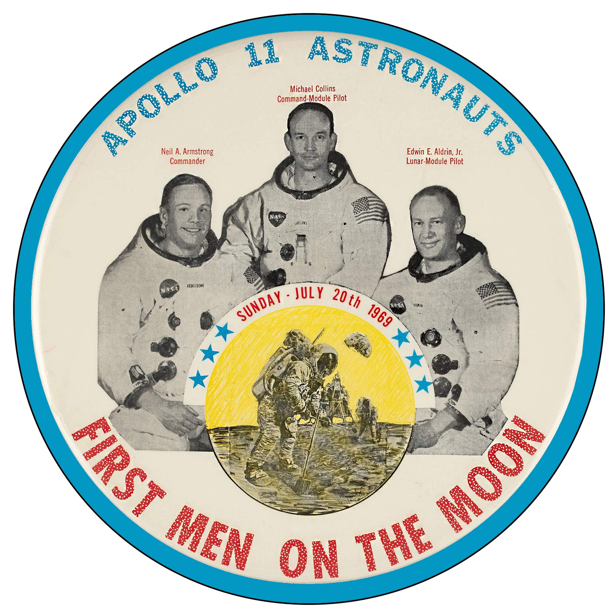 Brotherhood Vintage Gas Sign Reproduction Vintage Metal Signs Round Metal Tin Sign for Garage and Home 8 Inch Diameter – Apollo 11 Astronauts Michael Collins Neil Armstrong Edwin Aldrin