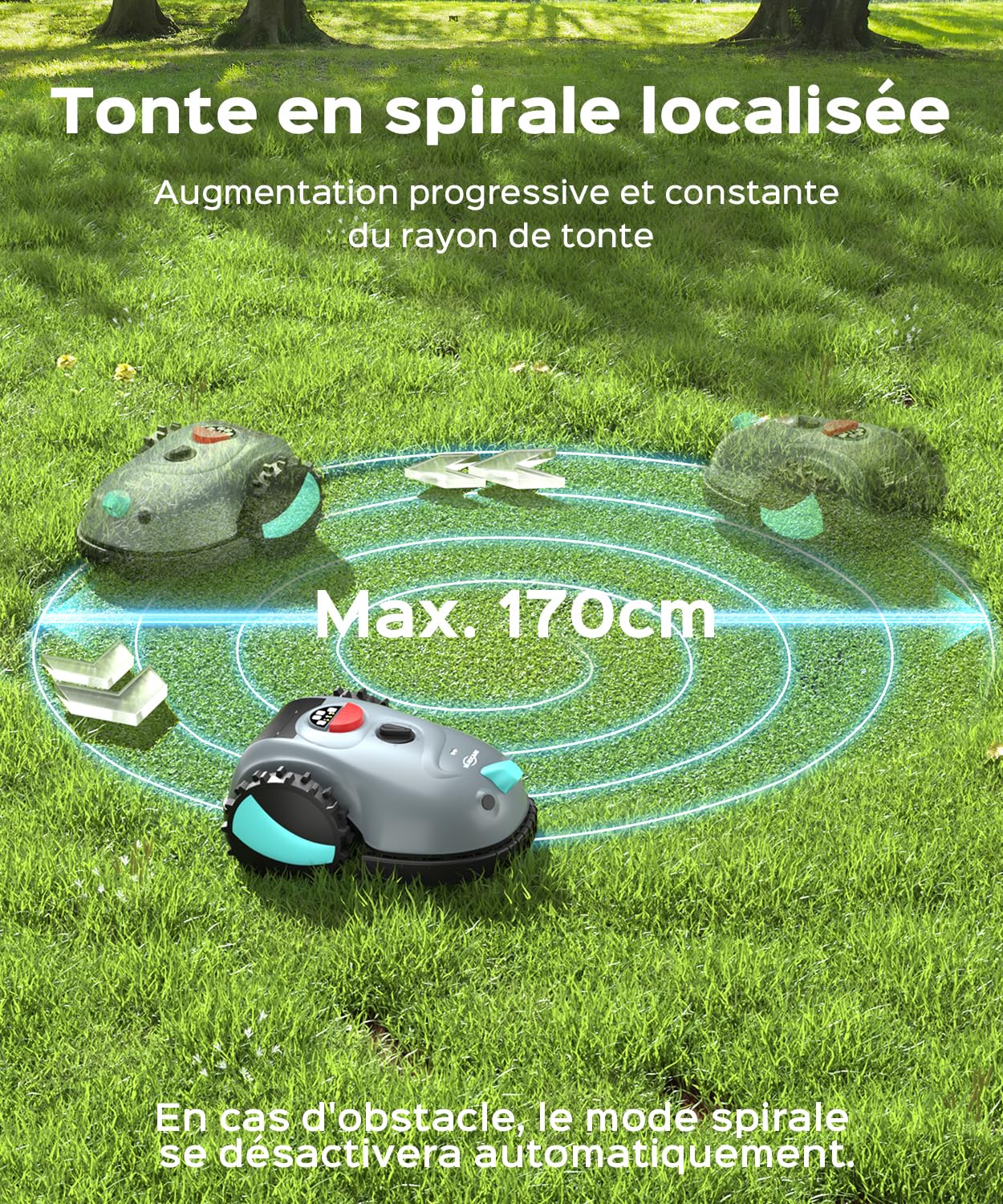 (2026 Upgrade) YARDCARE V100 Robot Tondeuse sans Fil Périphérique avec Navigation Visuelle, Détection d'obstacles 150, Robot Tondeuse Gazon avec Batterie de 4 Ah, Lames de Rechange, Bande magnétique