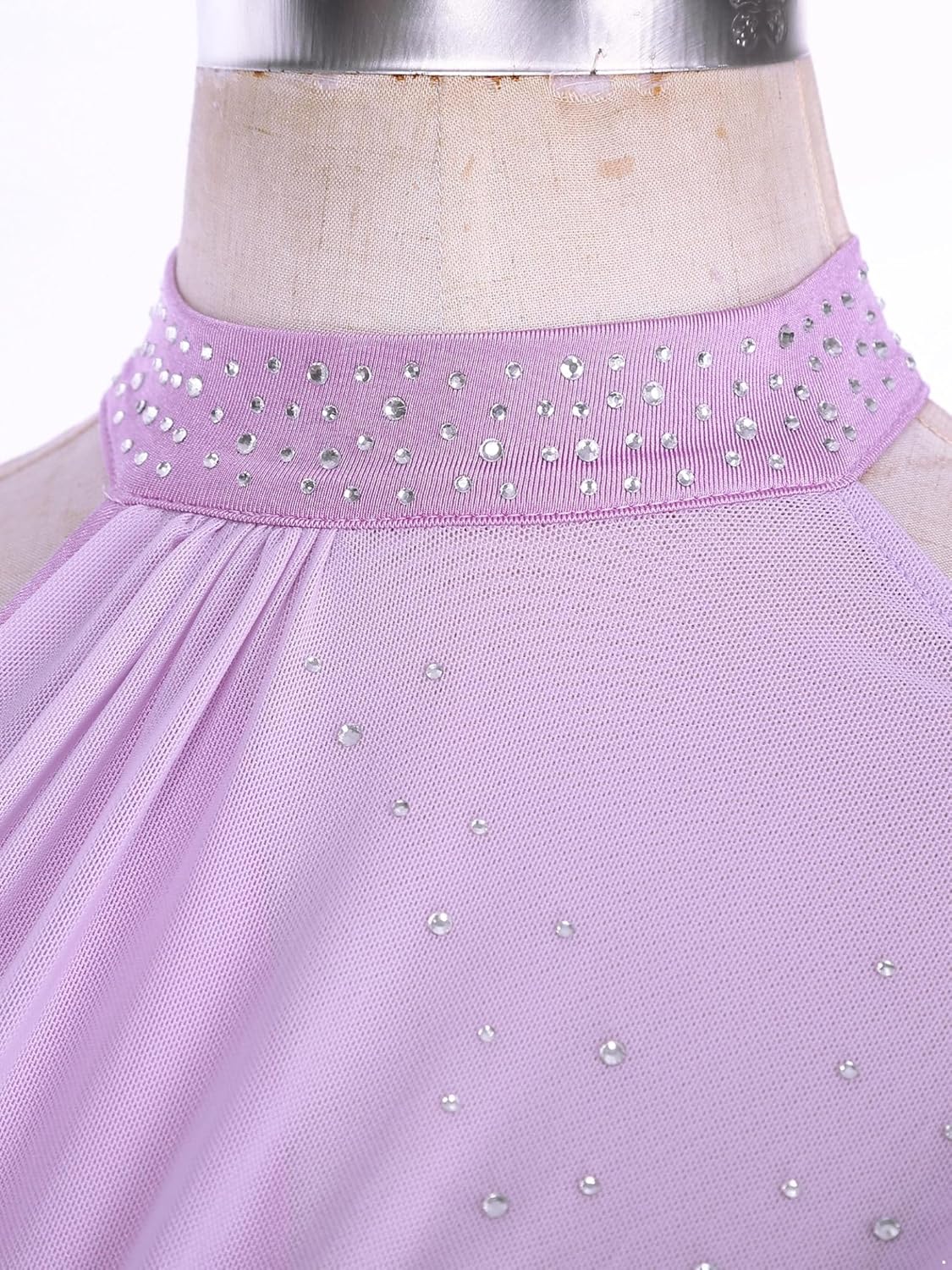 Women Applique Lyrical Dance Dress Irregular Flowy Tulle Skirt Leotard Contemporary Dance Costume