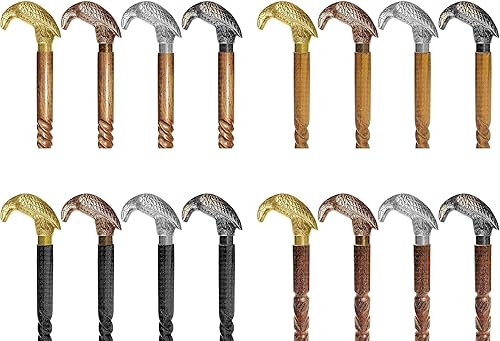 Miniatura 5 de Bastones y bastones de madera plegables de viaje para hombres, mujeres y personas mayores, senderismo con mango de cuervo de latón (pulido dorado,