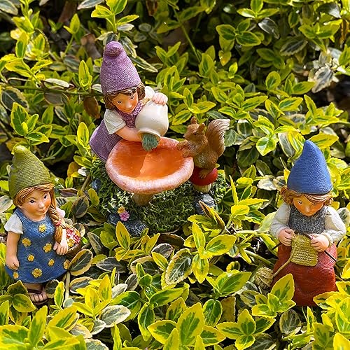 Miniatura 8 de Mood Lab Gnomos de jardín en miniatura - Kit de 3 piezas de gnomos de señora - Juego de figuras y accesorios - Decoración para exteriores o casa