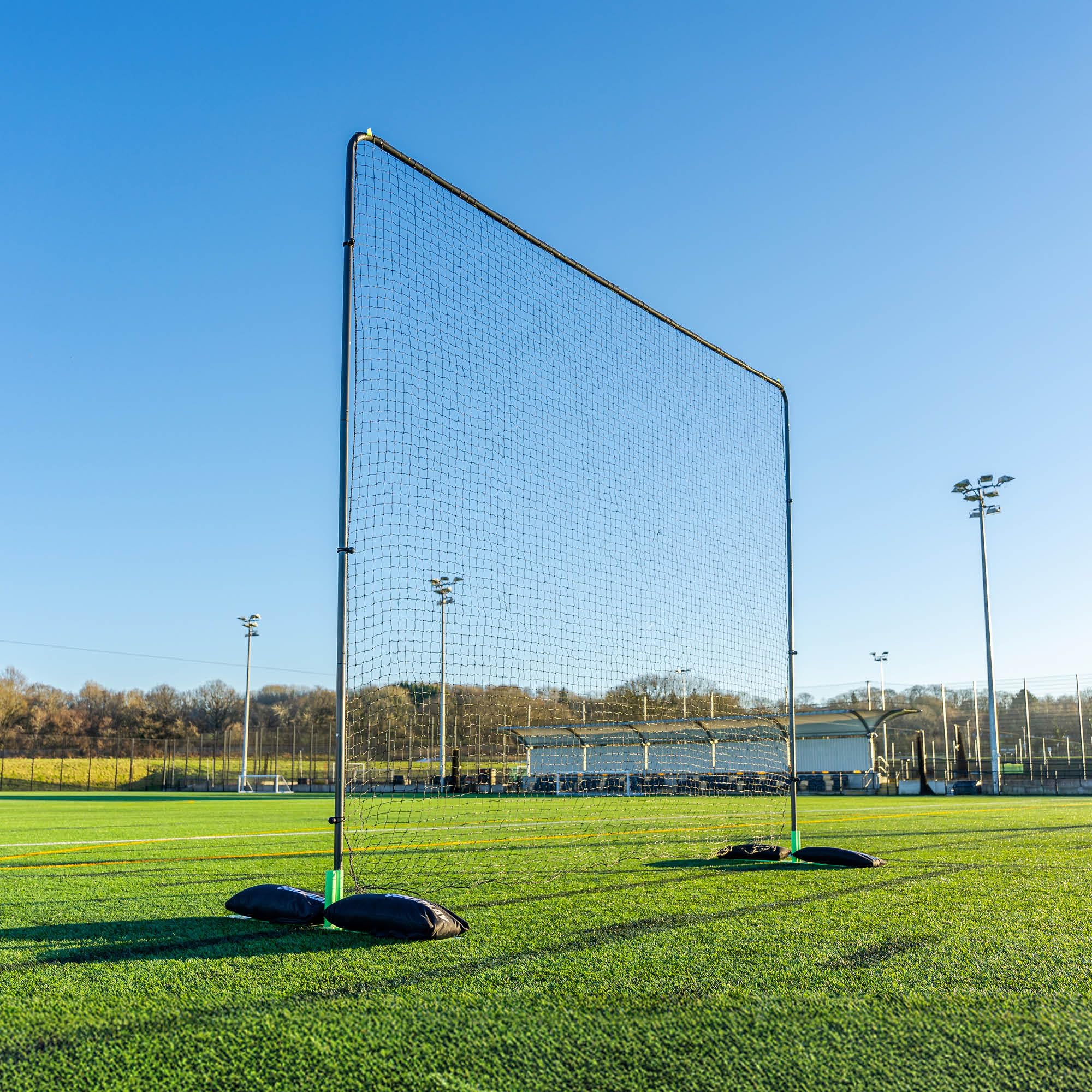 QuickPlay 10ft Sports Barrier Net System - Football Backstop Net & Ball Stop Netting, Modular Sports Netting System for Football Training Equipment, Garden Sports Net (10x10', Freestanding)