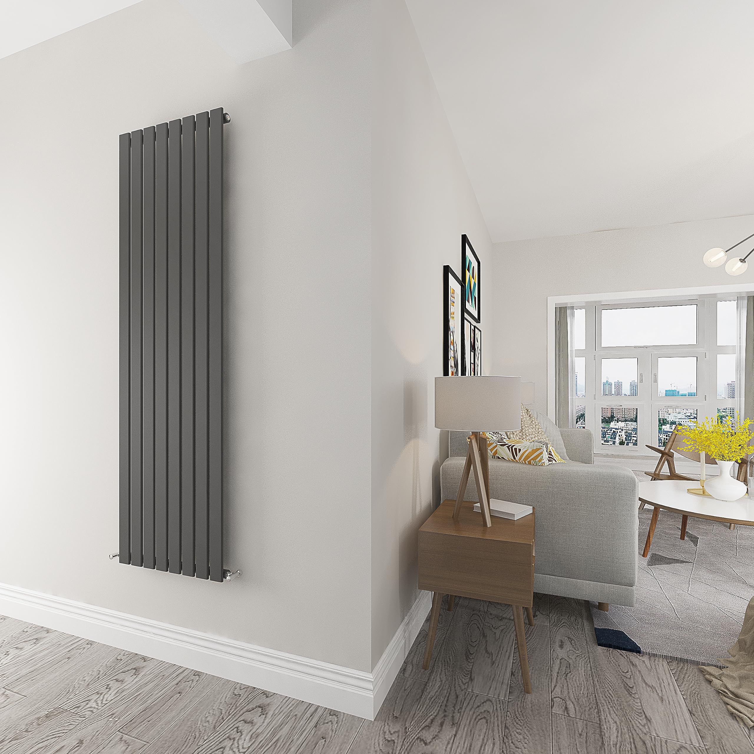 Skybathroom | 1800x544mm Vertical Anthracite Flat Single Panel Slim Tall Upright Central Heating radiator