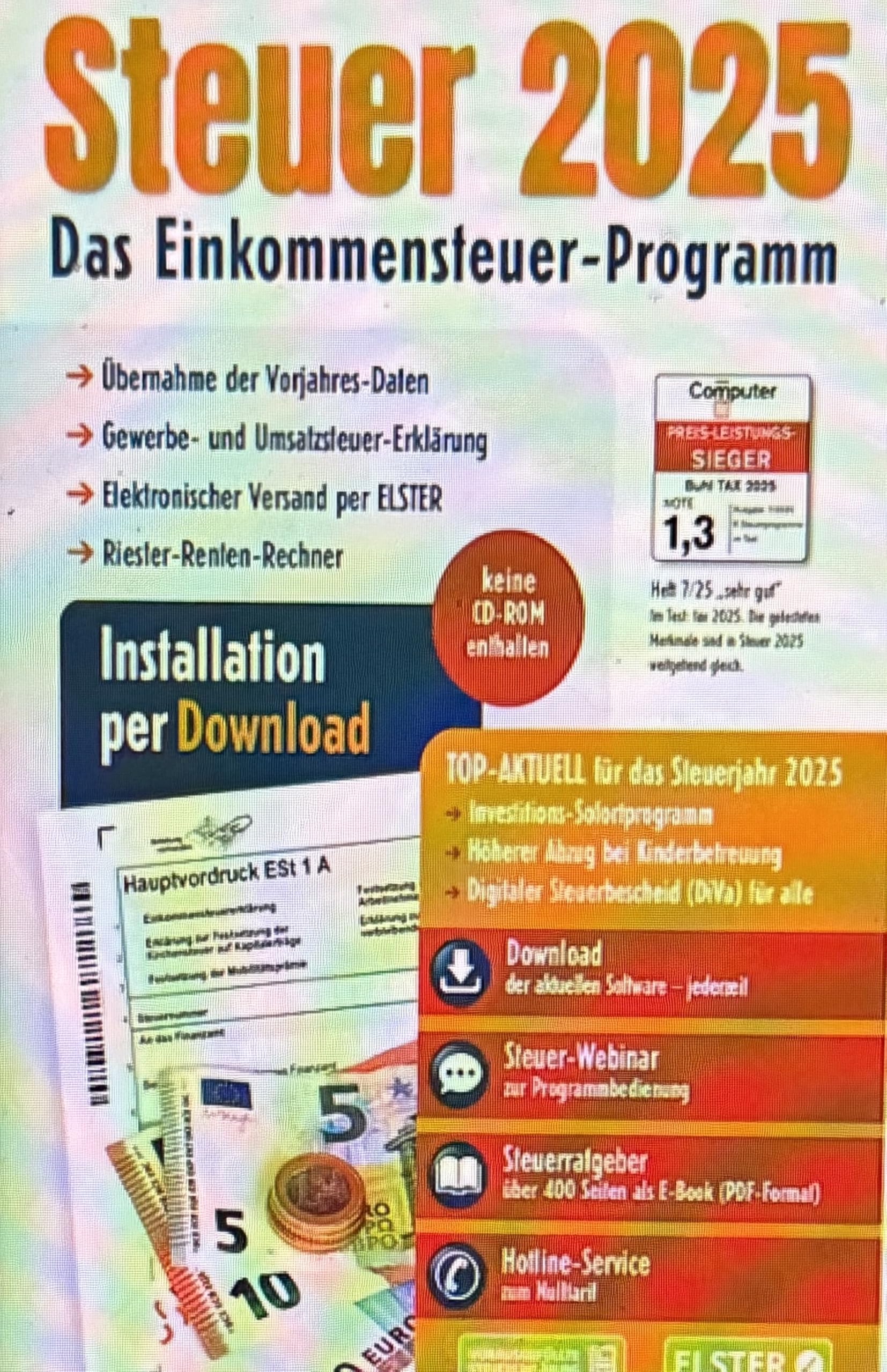 Aldi Steuer 2025 für die Steuererklärung 2025 am PC. ELSTER Klar Strukturiert Steuerprogramm Installieren ohne CD-Laufwerk und freischalten per Aktivierungscode