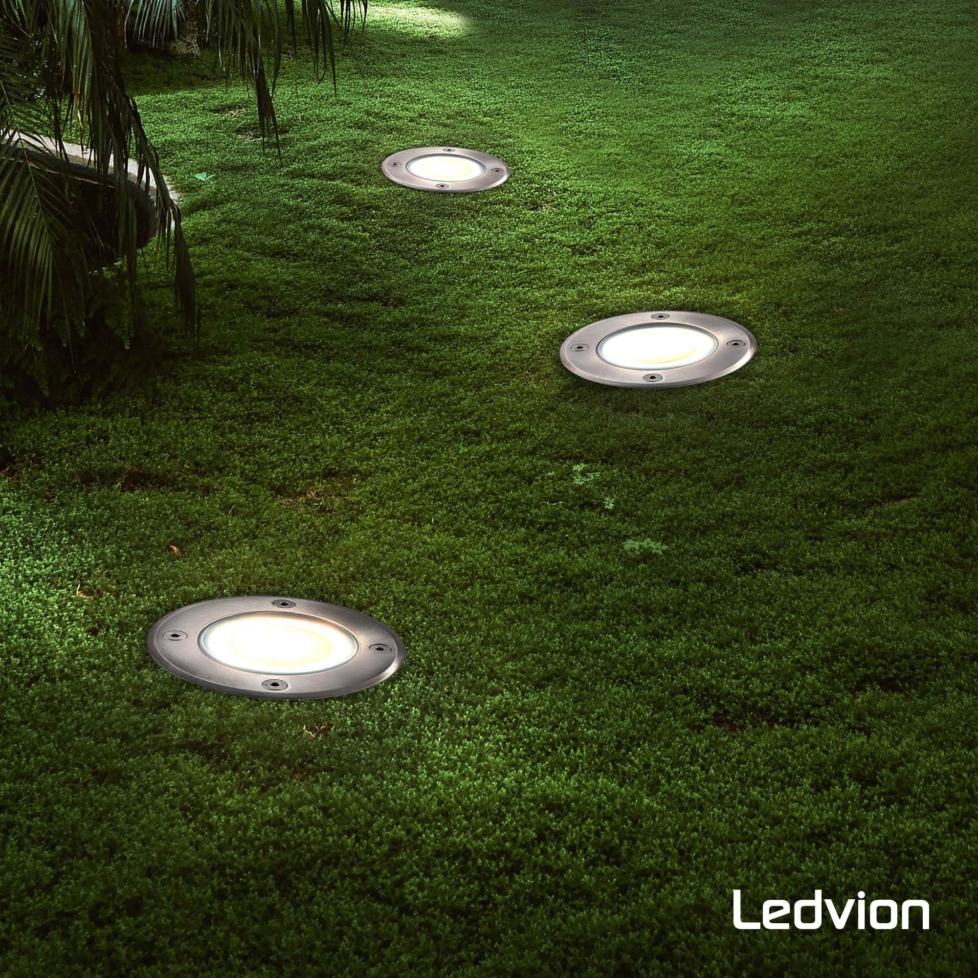 Ledvion 3 Pack LED Outdoor Ground Light IP67 3W 230V 345Lm 4000K GU10, Neutral White, 3x - Image 2