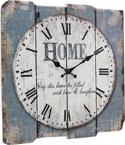 Miniatura 2 de Stonebriar SB-6158A - Reloj de pared cuadrado de 15 pulgadas color azul desgastado