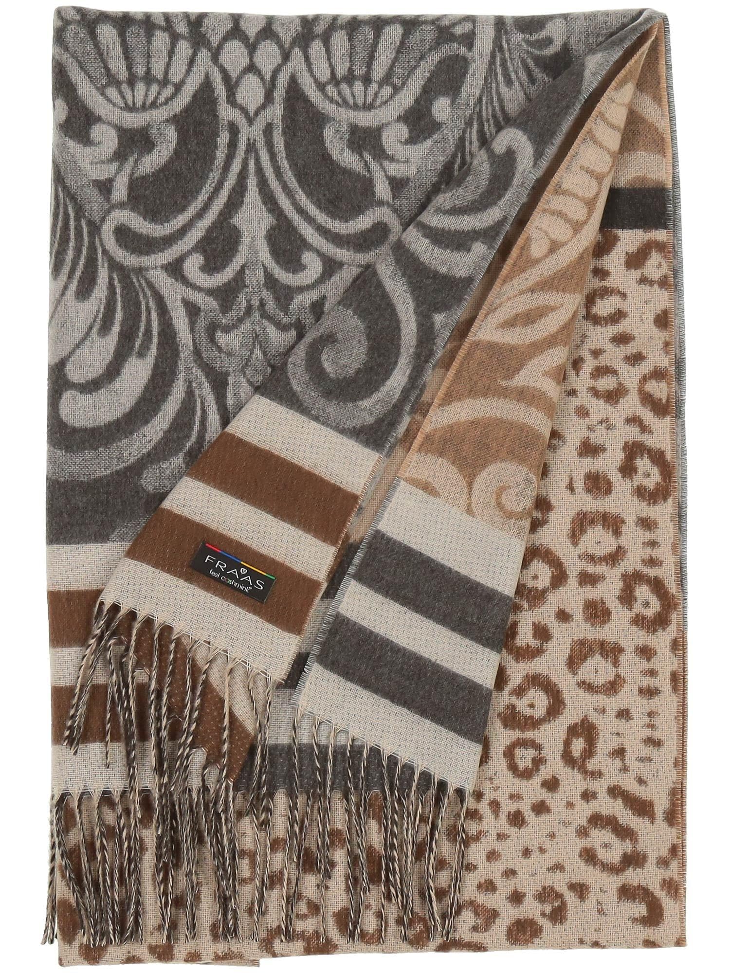 FRAAS Cashmink Schal 44 x 200 cm - Weicher als Kaschmir - Made in Germany - Schal mit Muster-Mix für Damen - Perfekt für Herbst und Winter Grau