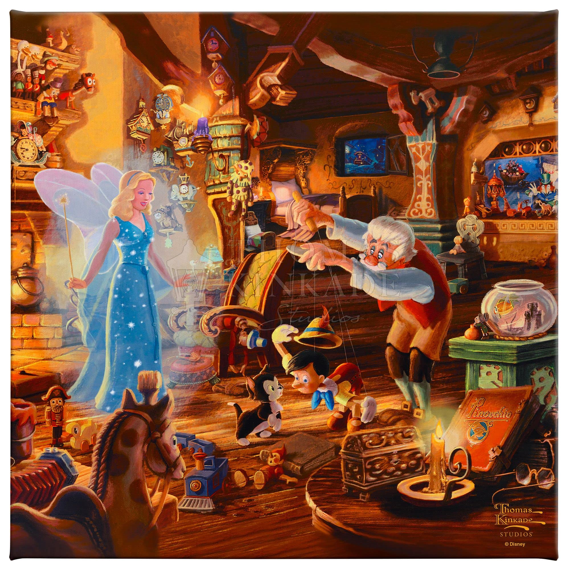 Amazon.com: Thomas Kinkade Disney Geppetto's Pinocchio 14 x 14