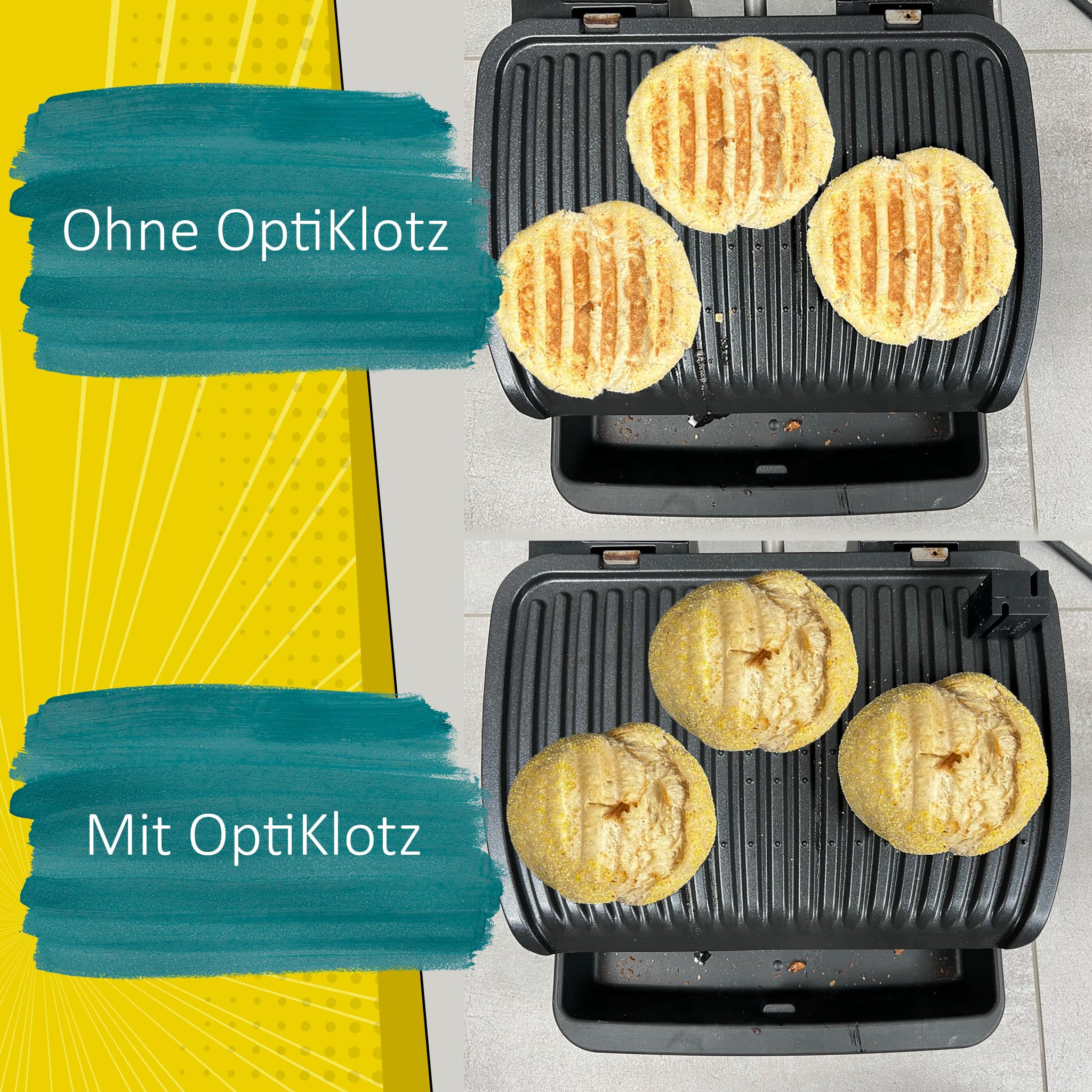 OptiKlotz - L'originale, distanziatore in silicone alimentare compatibile con Tefal Optigrill, Optigrill XL, accessori, impedisce la frantumazione di cibo grigliato