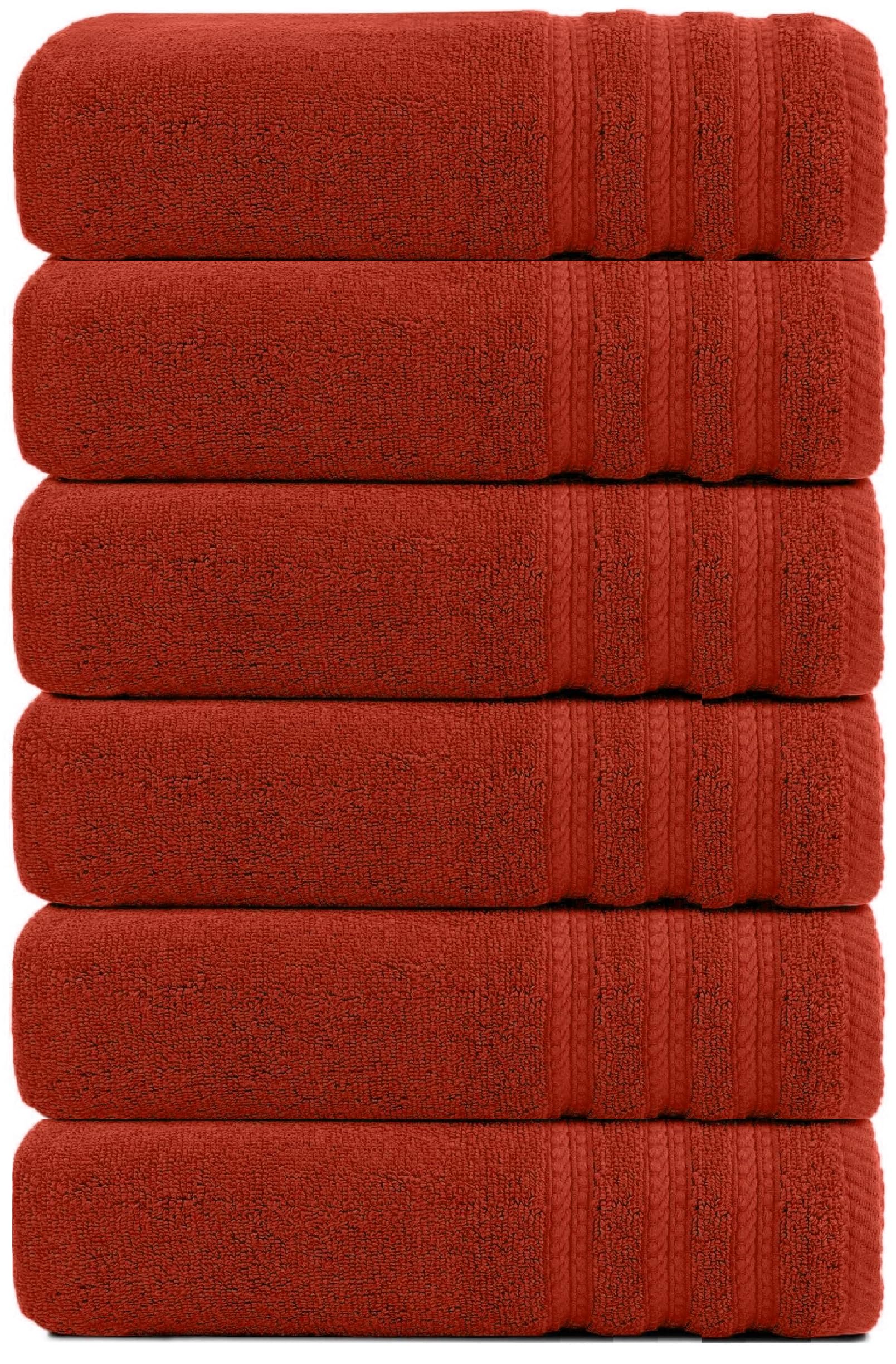 Wovenwonder Orange Jumbo Bath Towels 6 Pack 100% Egyptian Cotton Bath Sheets (75X150cm) Highly Absorbent Towel Set 500-Gsm (Orange)