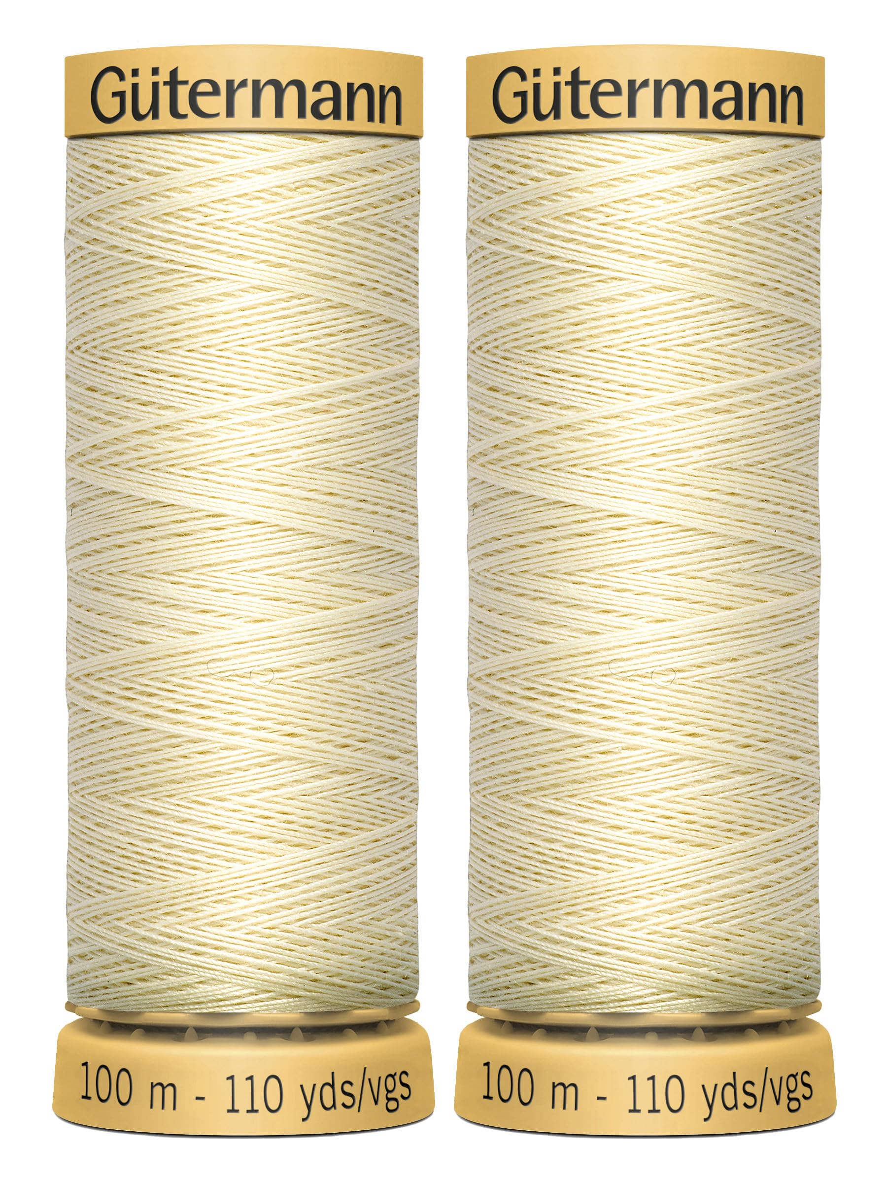 2X 100m Gutermann 100% Natural Cotton Thread, Beige 919, Hand and Machine Sewing, Quilting Projects, Colorfast and Light Resistant – Bundled by GetInStyle Shop