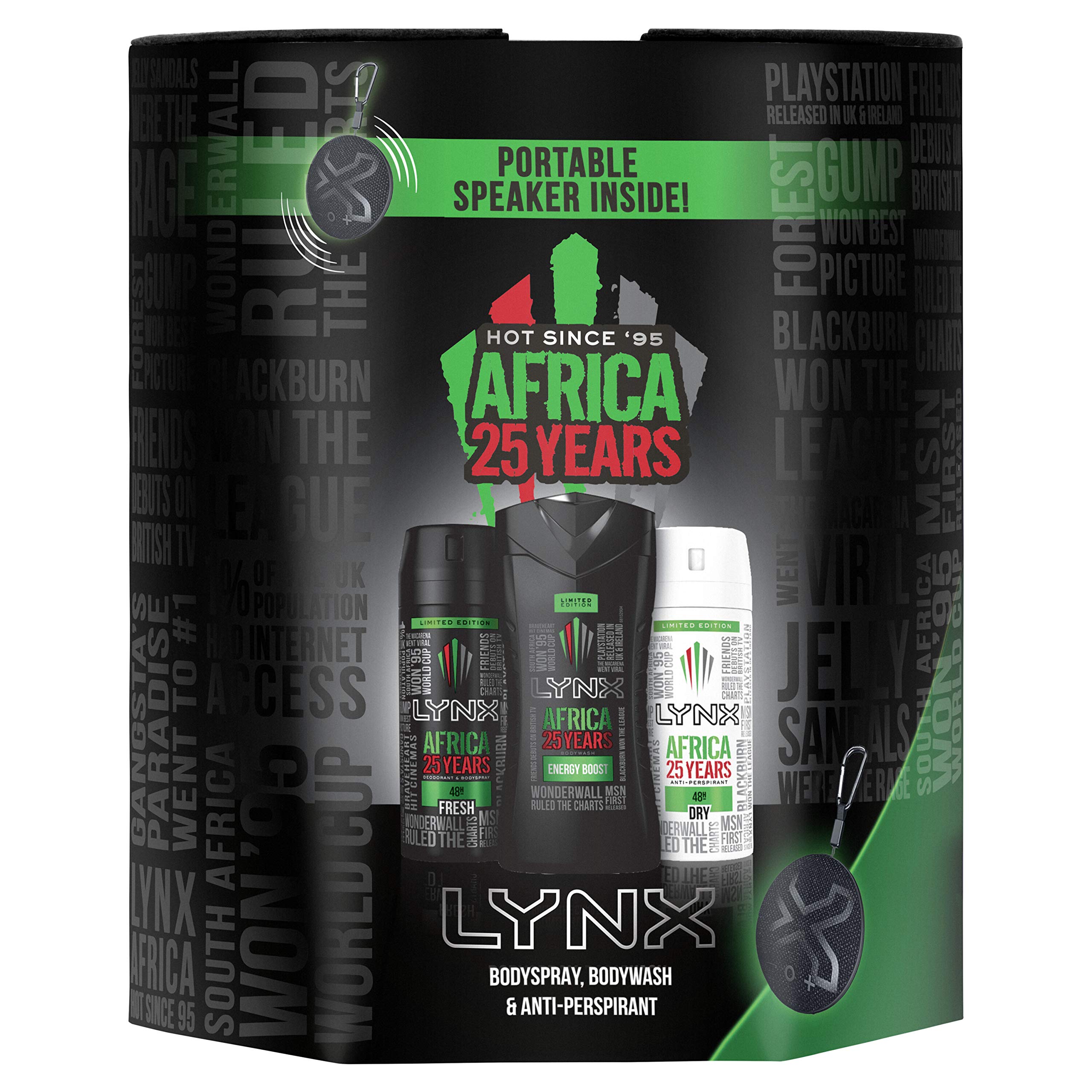 Lynx Africa, Bluetooth Portable Speaker Trio Gift Set, The Perfect Present For Men, Boys And Teenagers, Shower Gel And Deodorant Body Spray, Christmas Stocking Fillers eco friendly packaging