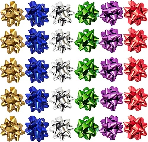 Miniatura 8 de Allgala 24 lazos para envolver regalos de 3 pulgadas, 6 colores surtidos