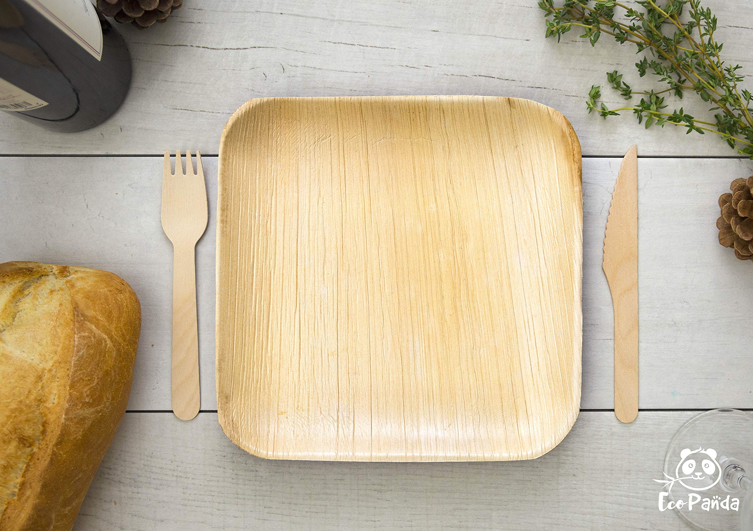 Buy Sturdy Bamboo Disposable Plates 50/50/50 Pack, 100 Compostable