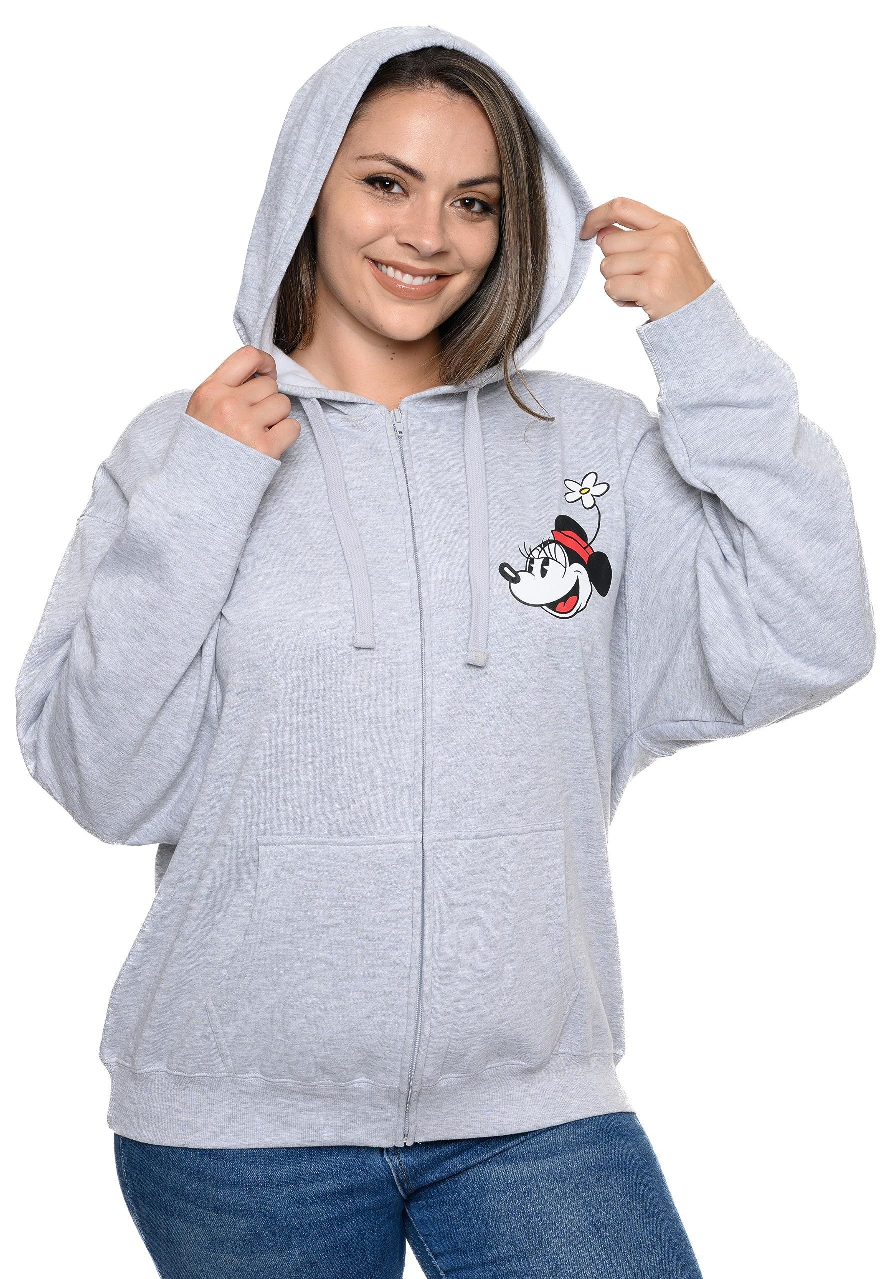 Disney Sweat à capuche pour femme Mickey et Minnie Mouse avec fermeture éclair