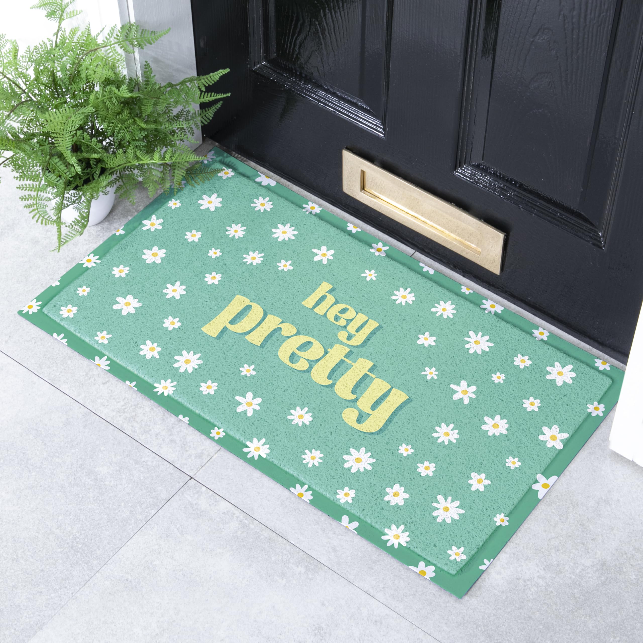 Artsy Mats Hey Pretty Flowers Pattern Indoor & Outdoor Doormat - Incredibly & Weatherproof Doormats - Washable Non Slip Mat, (70x40cm) โ image 1