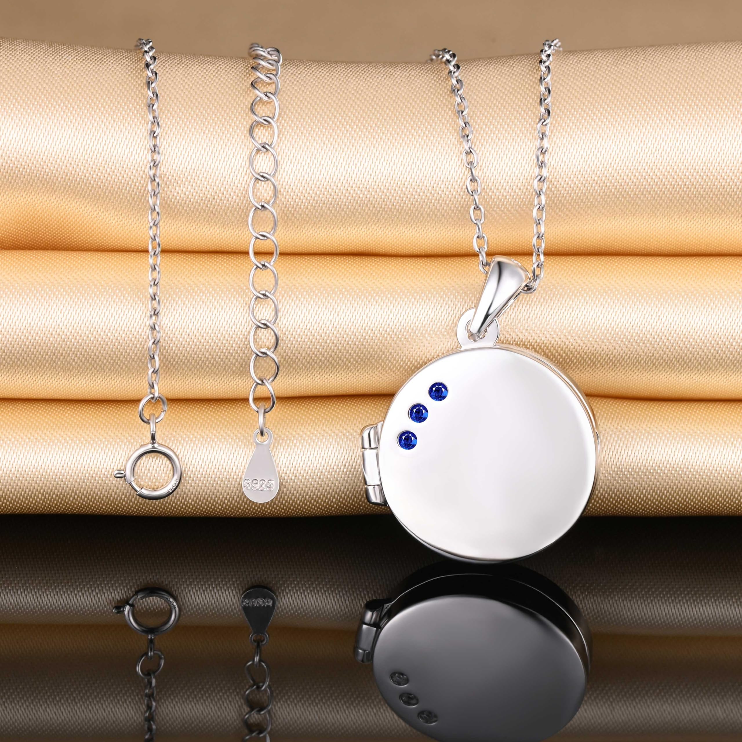Collar colgante de foto de plata 925 para mujer niña Collares medallones redondos con circonita colgante openable personalizado moda joyería