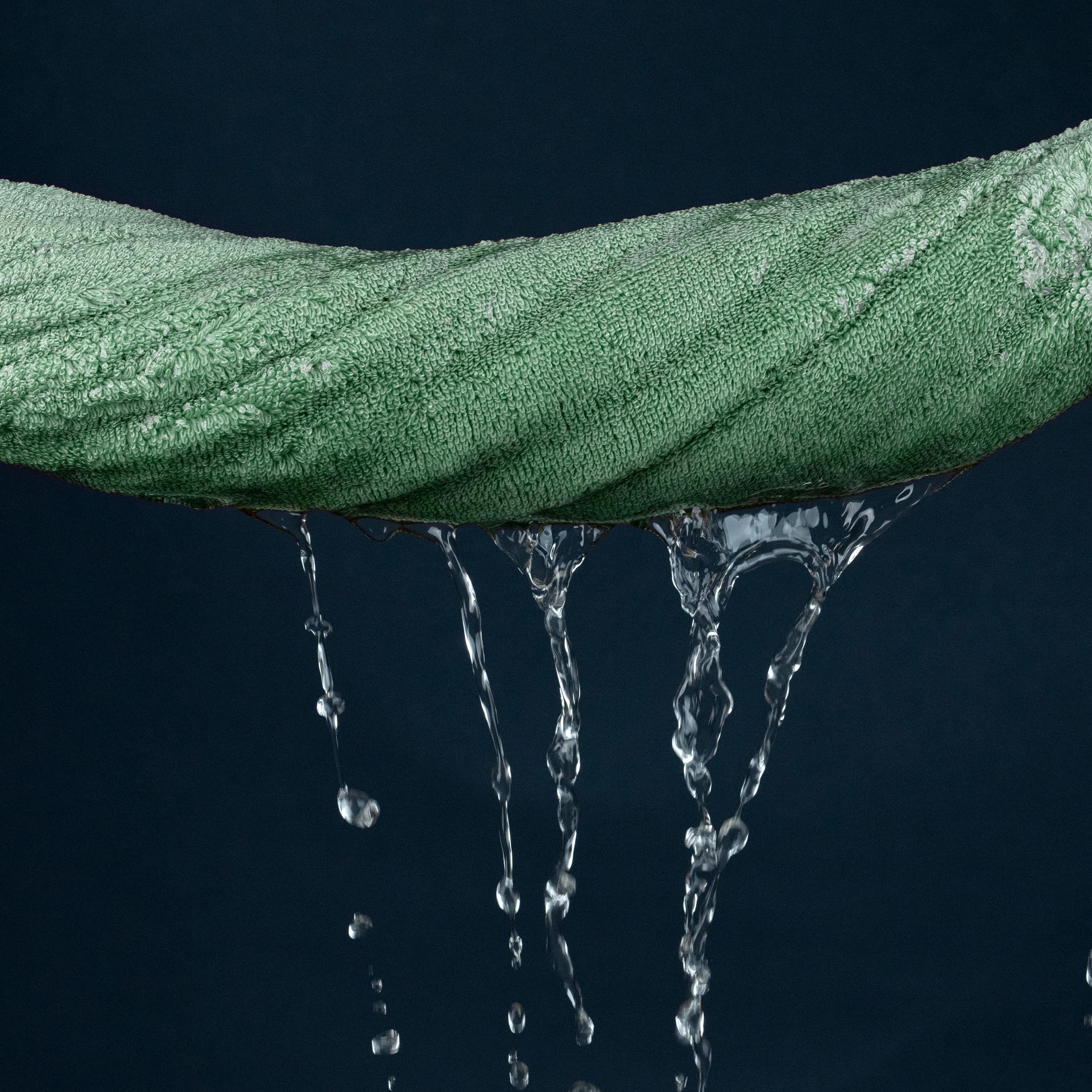POLYTE Terry Twist Weave Microvezel Oversized Sneldrogende Pluisvrije Badhanddoek, 152,4 x 76,2 cm, Pack van 2 (Groen