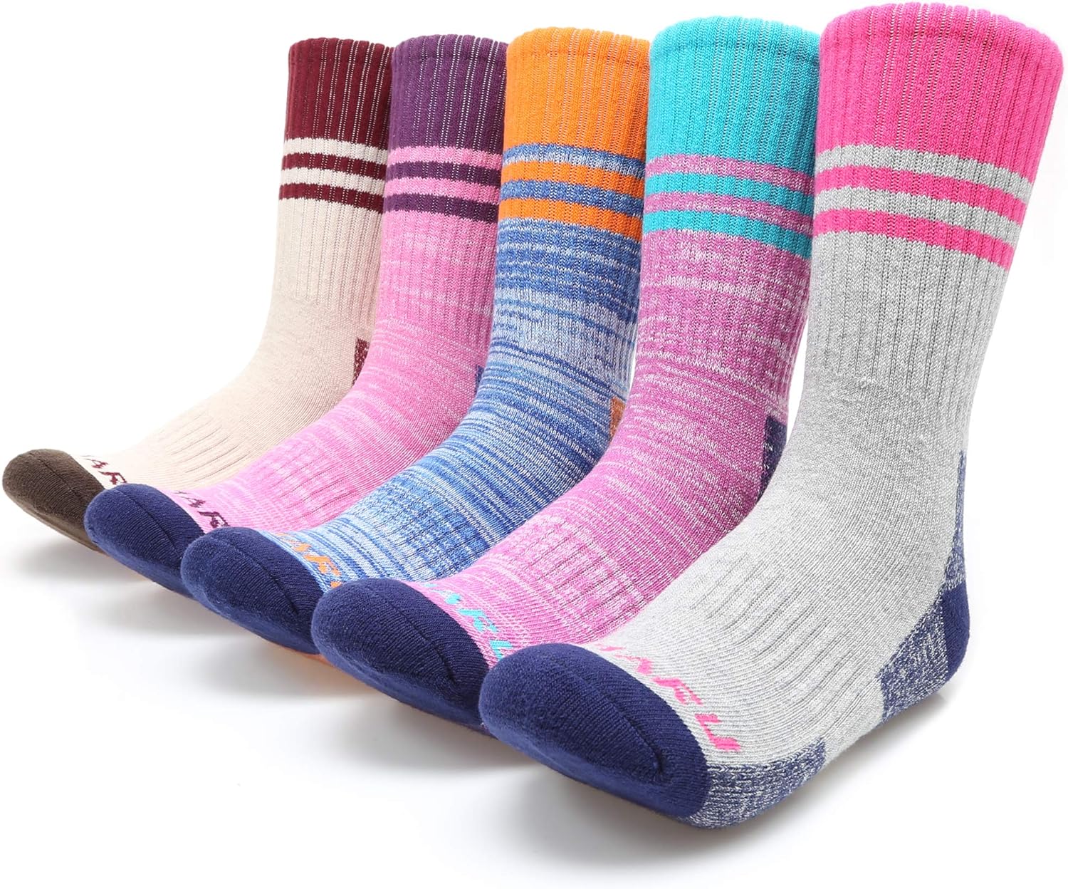 MIRMARU 5 pares de calcetines de senderismo para mujer que absorbe la humedad al aire libre atlético cojín de deportes