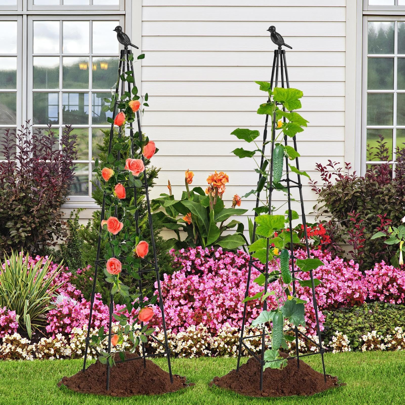 Tuteur Obélisque de Jardin Support Vertical Cadre Obélisque