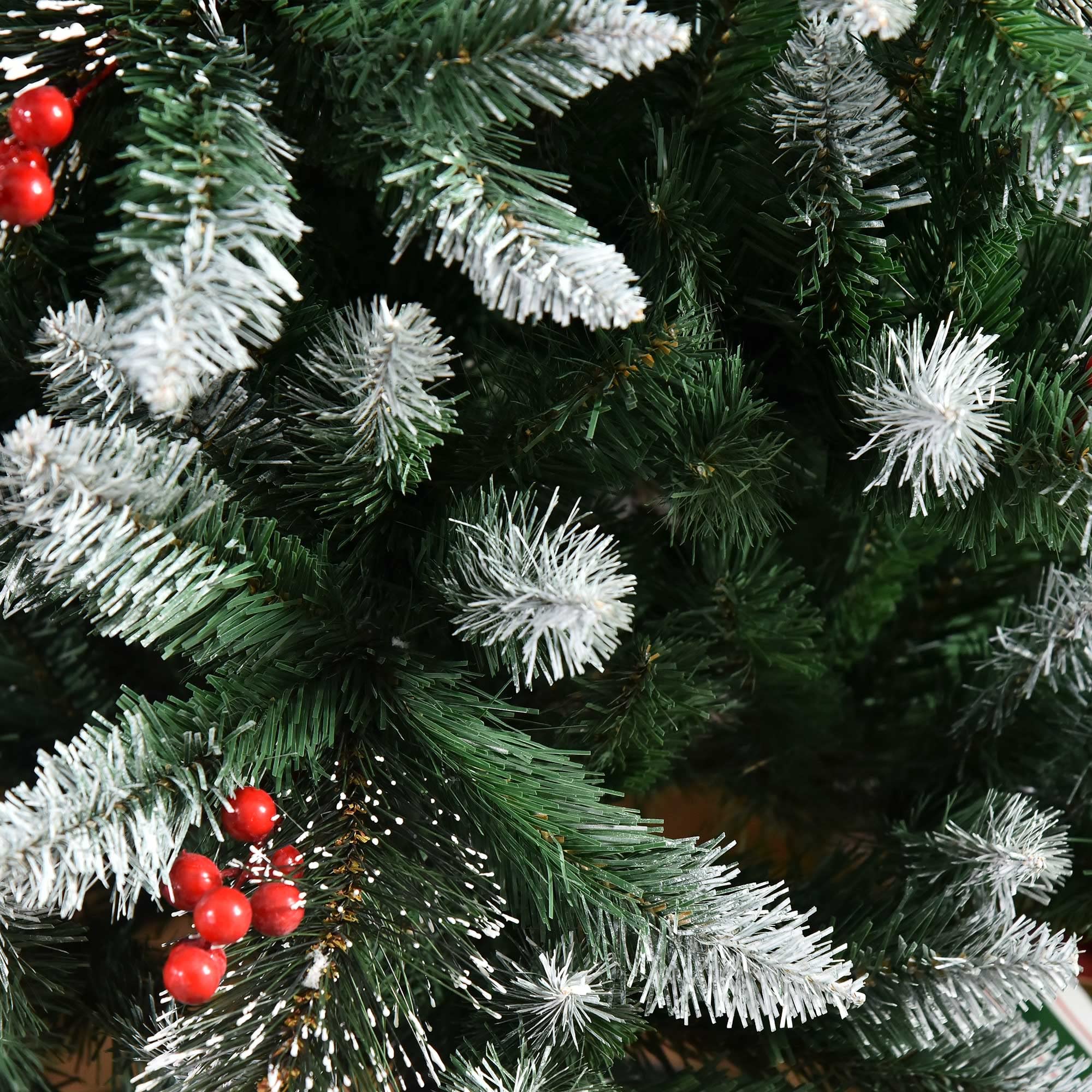 HOMCOM Árbol de Navidad 180 cm con Nieve 539 Ramas Base Plegable Verde