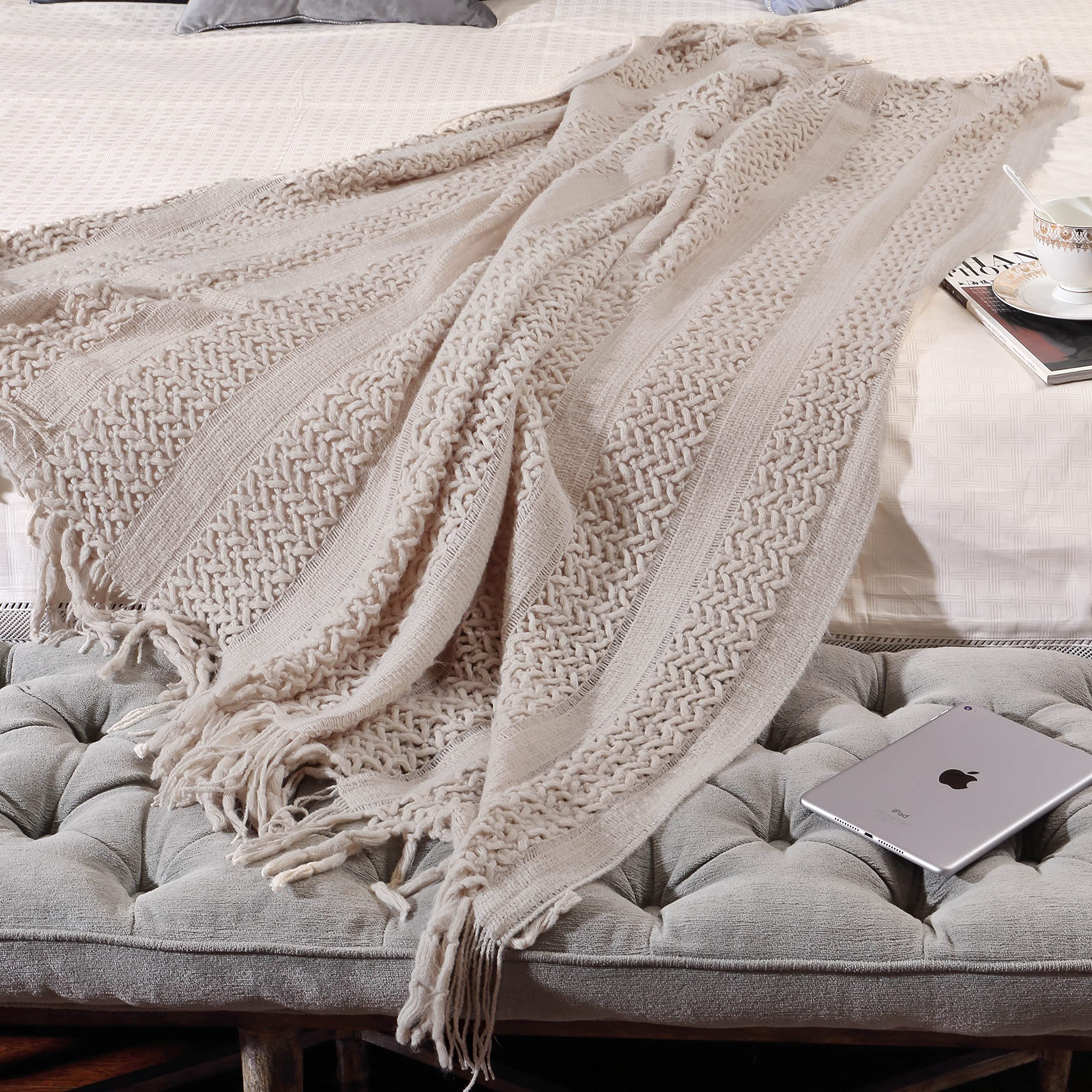 CREVENT Plaid décoratif Rustique Doux, Chaud et léger en Voyage, pour