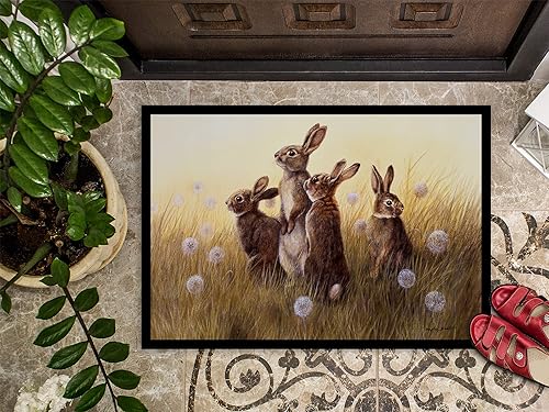 Miniatura 3 de Caroline's Treasures BDBA0144JMAT - Tapete para interiores o exteriores, conejos en los dientes de león, 24 x 36 pulgadas, 36 pulgadas de largo x 24