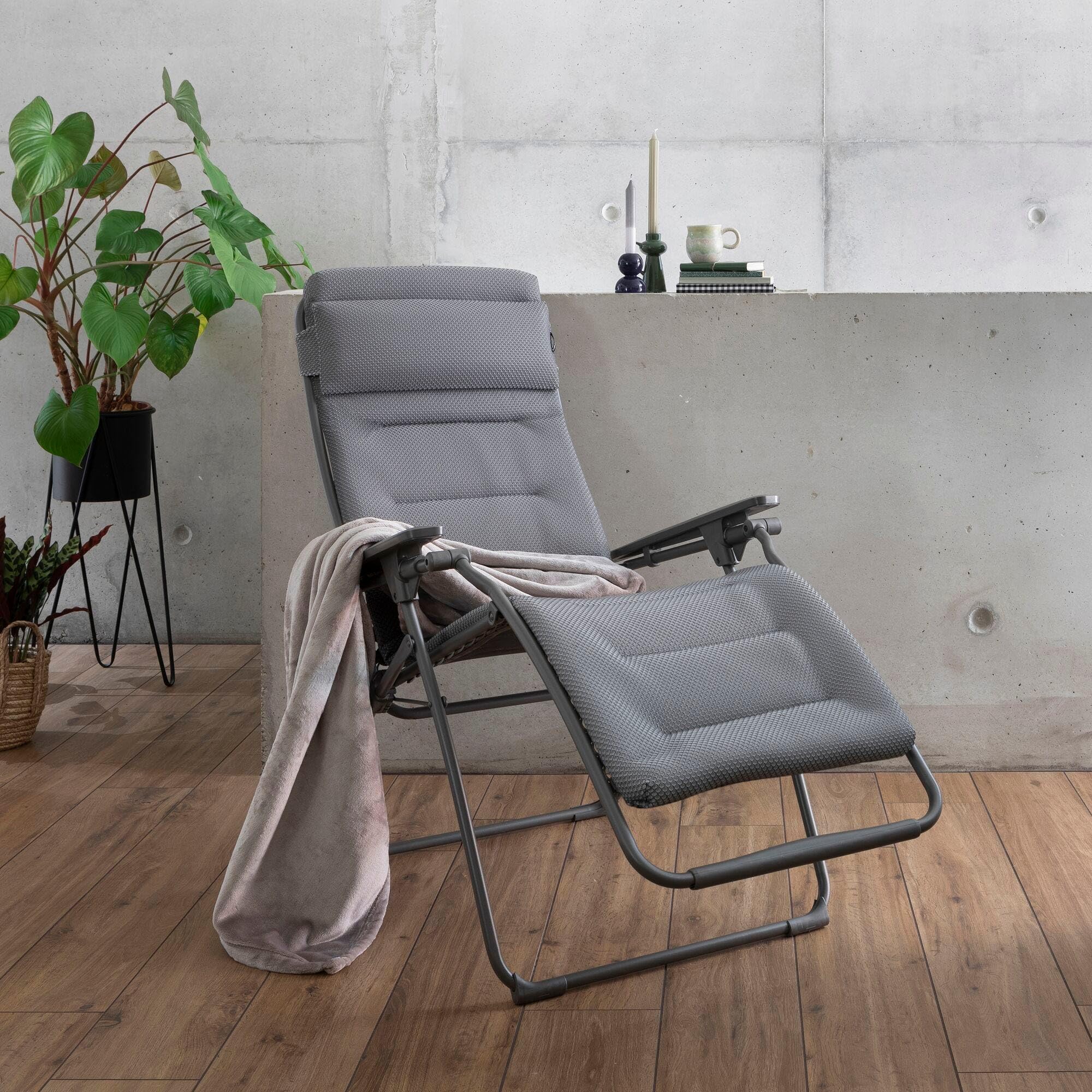 Lafuma MOBILIER - Gepolsterte Zero-Gravity-Relaxliege-Garten - Futura - BeComfort® - Grau Silver LFM3130_8901-5 Jahre Garantie
