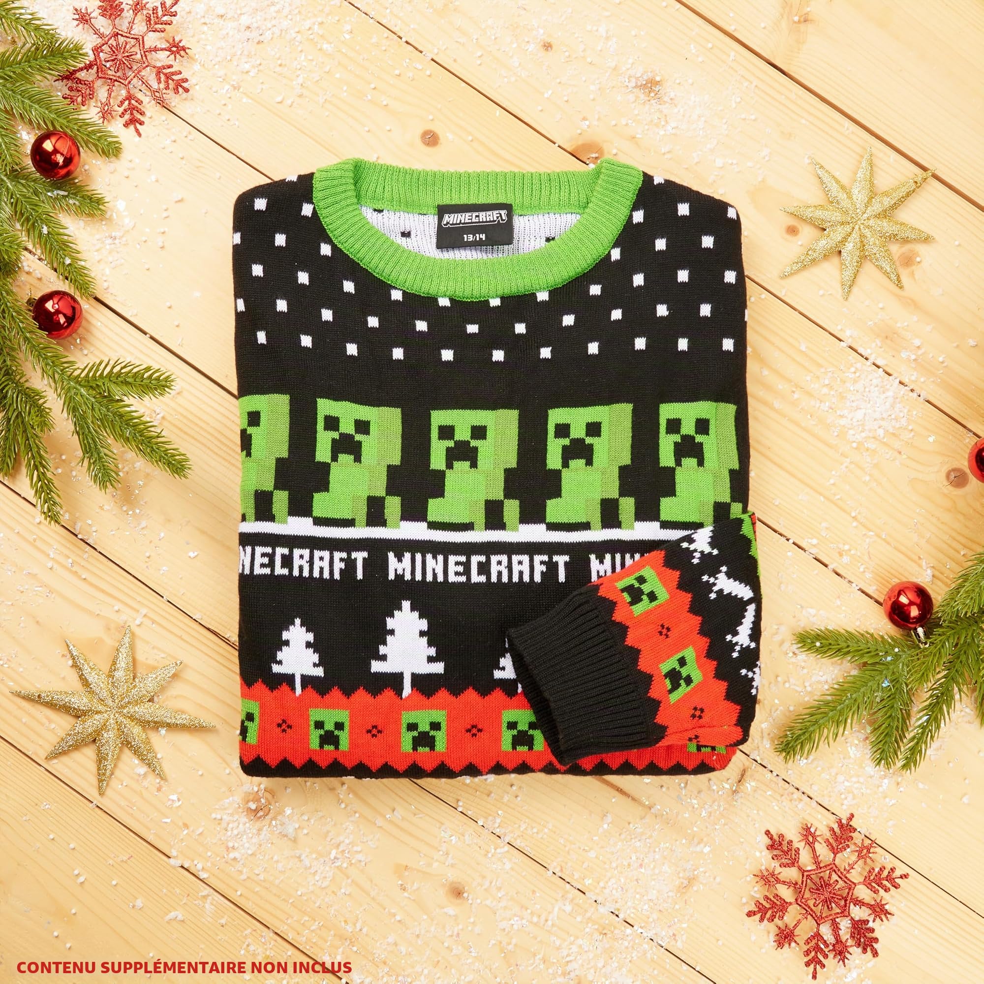 Minecraft Pull de Noel Garçon, Pull Chaud en Tricot pour Enfant et Ado - Idée Cadeau Gamer