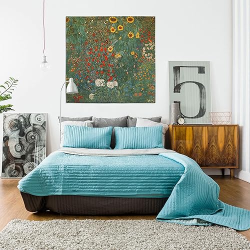 Miniatura 3 de Gustav Klimt - Jardín de granja con girasoles Tapiz tejido para colgar Girasoles mixtos de naturaleza 100% algodón, tamaño de EE. UU., 30 x 30