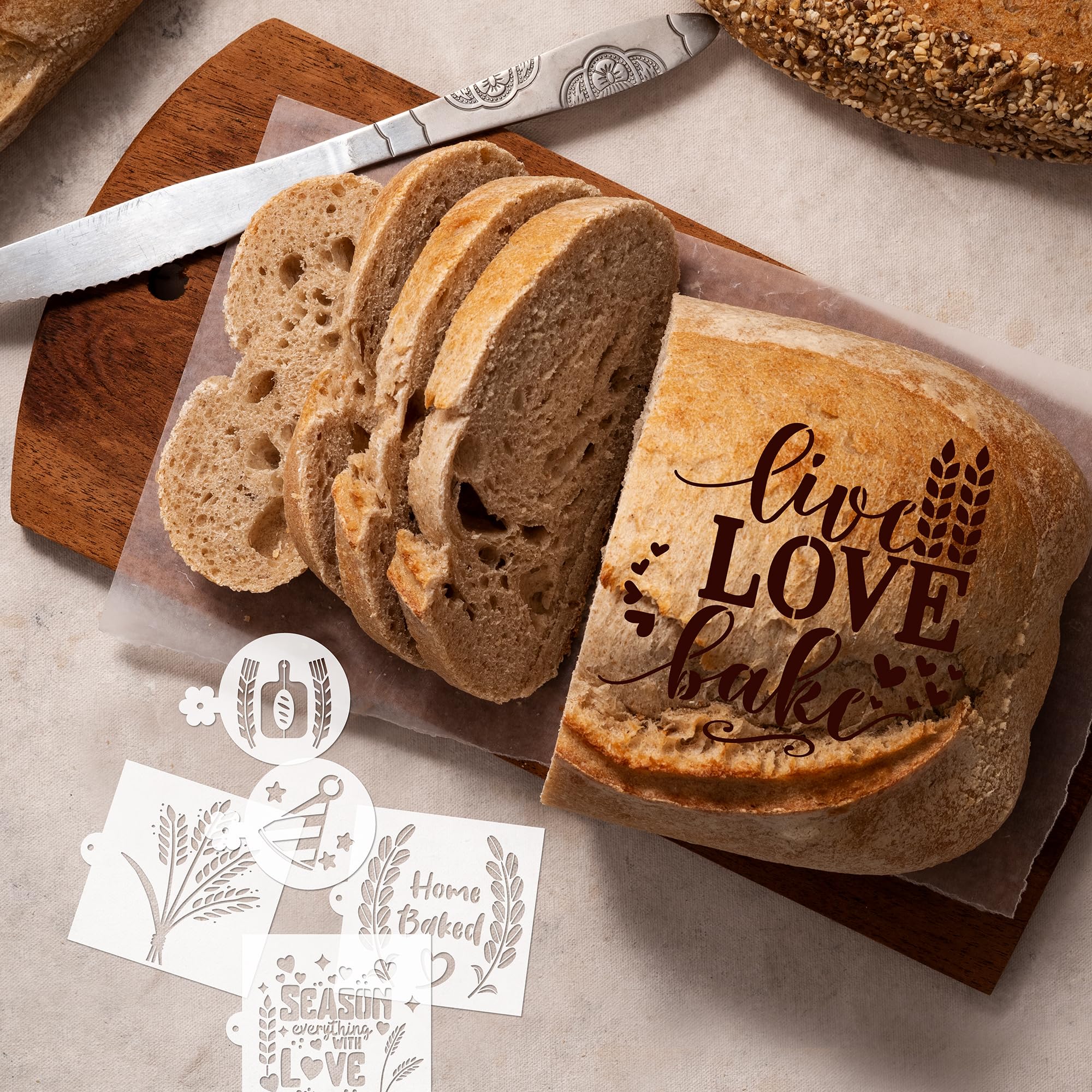 Sitsink Bread Stencils for Sourdough - 24 Pcs Bread Stencils for Baking, Sourdough Bread Baking Tools, Gifts for Sourdough Bakers, Bread Making Accessories, Pie Cake Cookie Baking Stencils Template