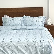 طقم غطاء لحاف 300 خيط من موني هوم، مقاس كينج 240 × 260، غطاء لحاف 2 × كيس مخدة (50 × 70)، لون أزرق بيبي بلو