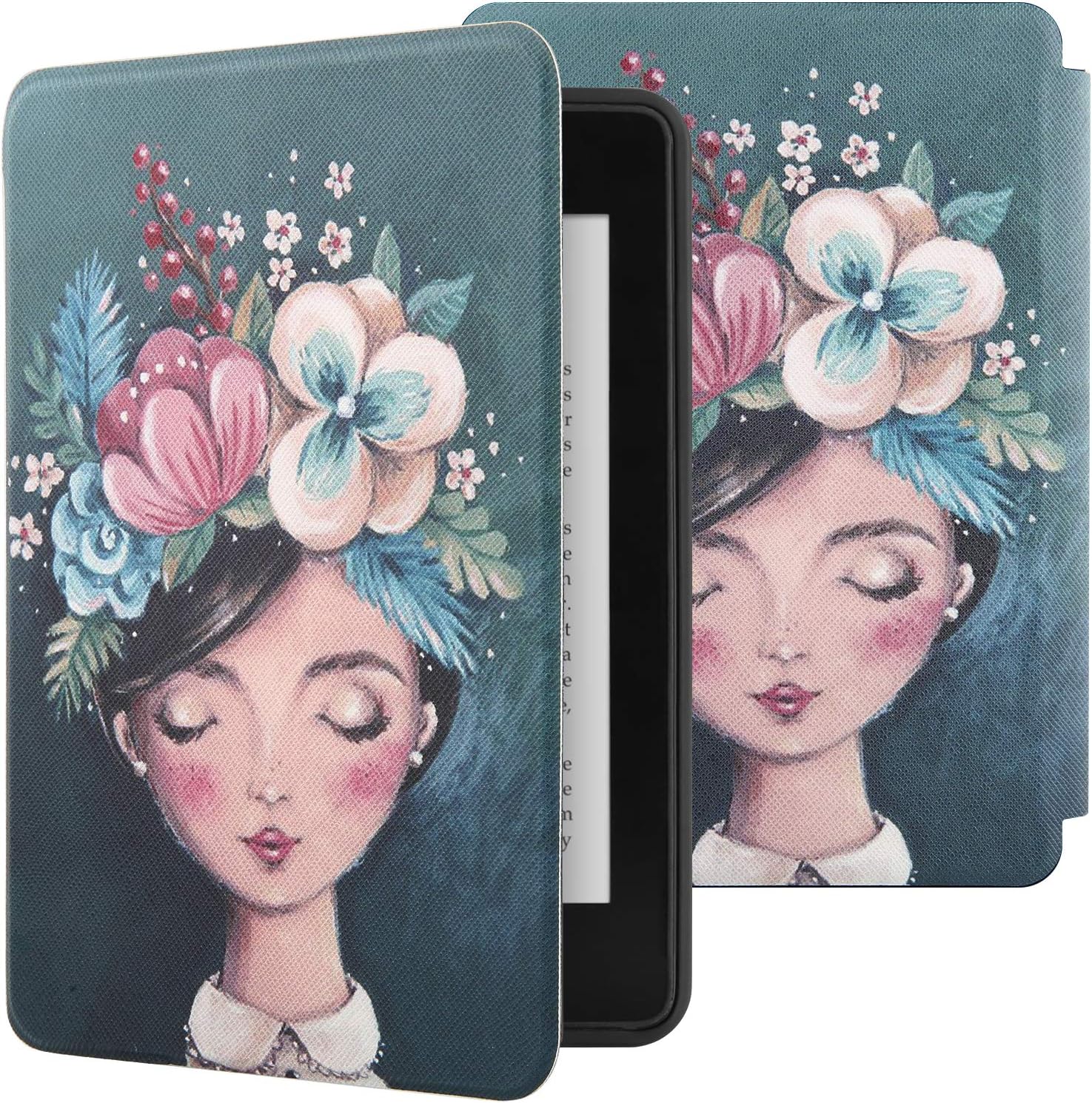 SwooK Classic Printed Magnetic Flip Cover Case for All New Kindle 10th Generation 2019 Release Model: J9G29R Flip Case Smart Folio Cover Case (Not for 10th Gen 2018 Kindle) (Gouache Lady), Multi