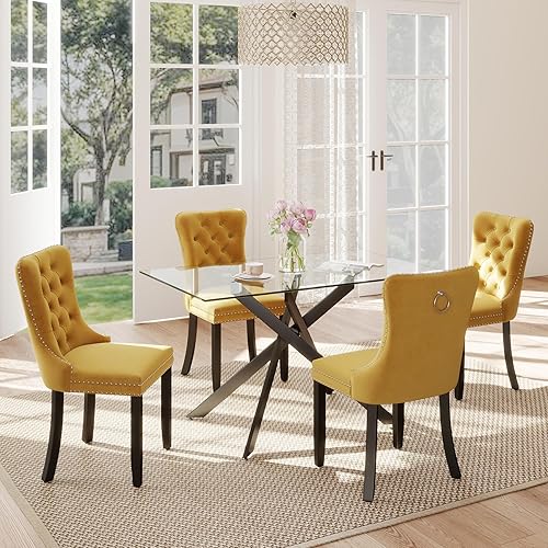 Miniatura 20 de Juego de comedor de cristal de lujo plateado de 5 piezas, juego de mesa de cocina minimalista moderno para 4 personas, juego de comedor con negro +