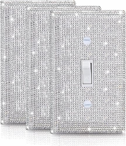 Miniatura 25 de Gaocai 1 pieza de placas de interruptor de diamantes de imitación brillantes plateadas y cubiertas de enchufes Placas de pared Cubierta