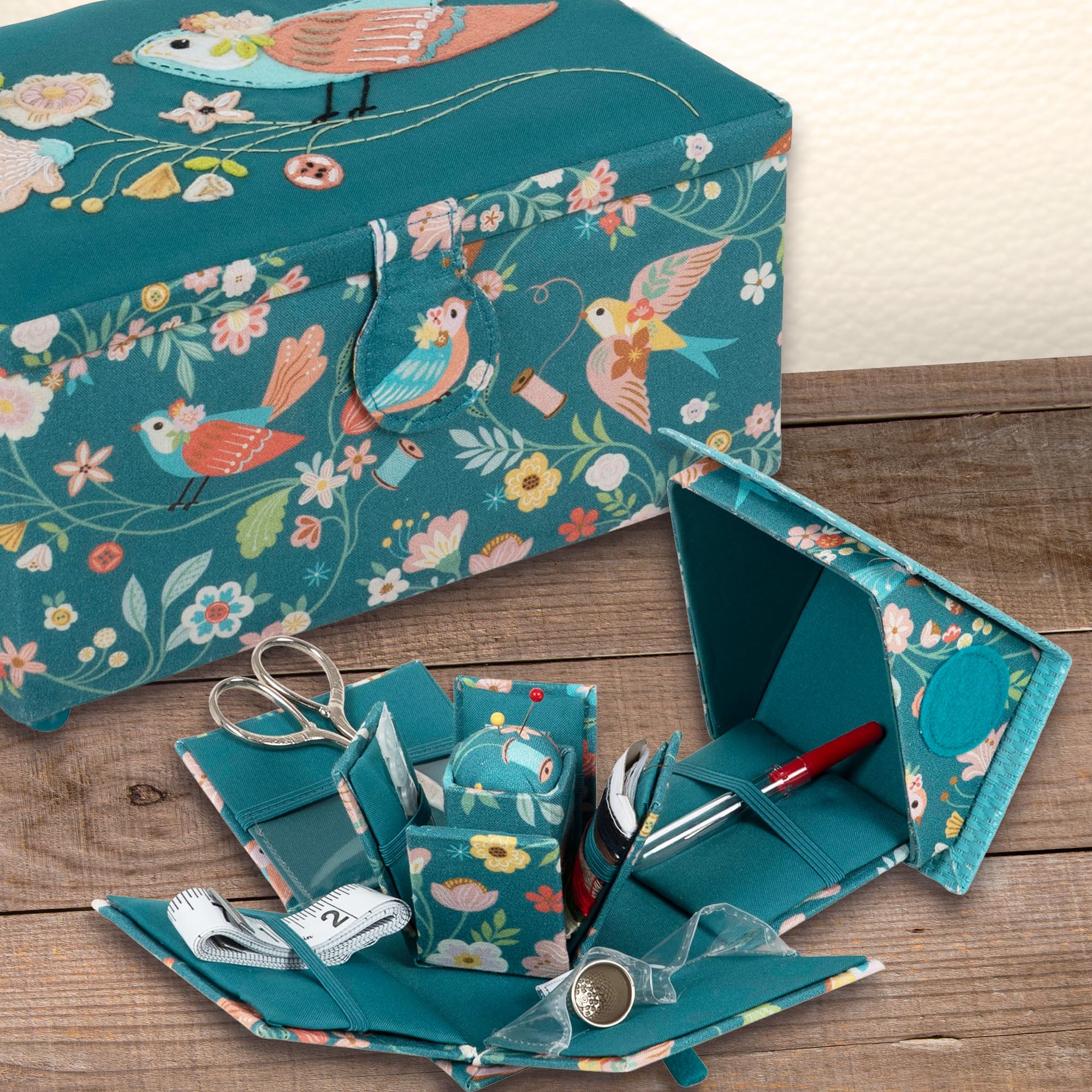 Grande Boîte De Rangement Couture 23,5x31x20cm - Avec Plateau Et Coussin à Épingles - Organisation Loisirs Créatifs