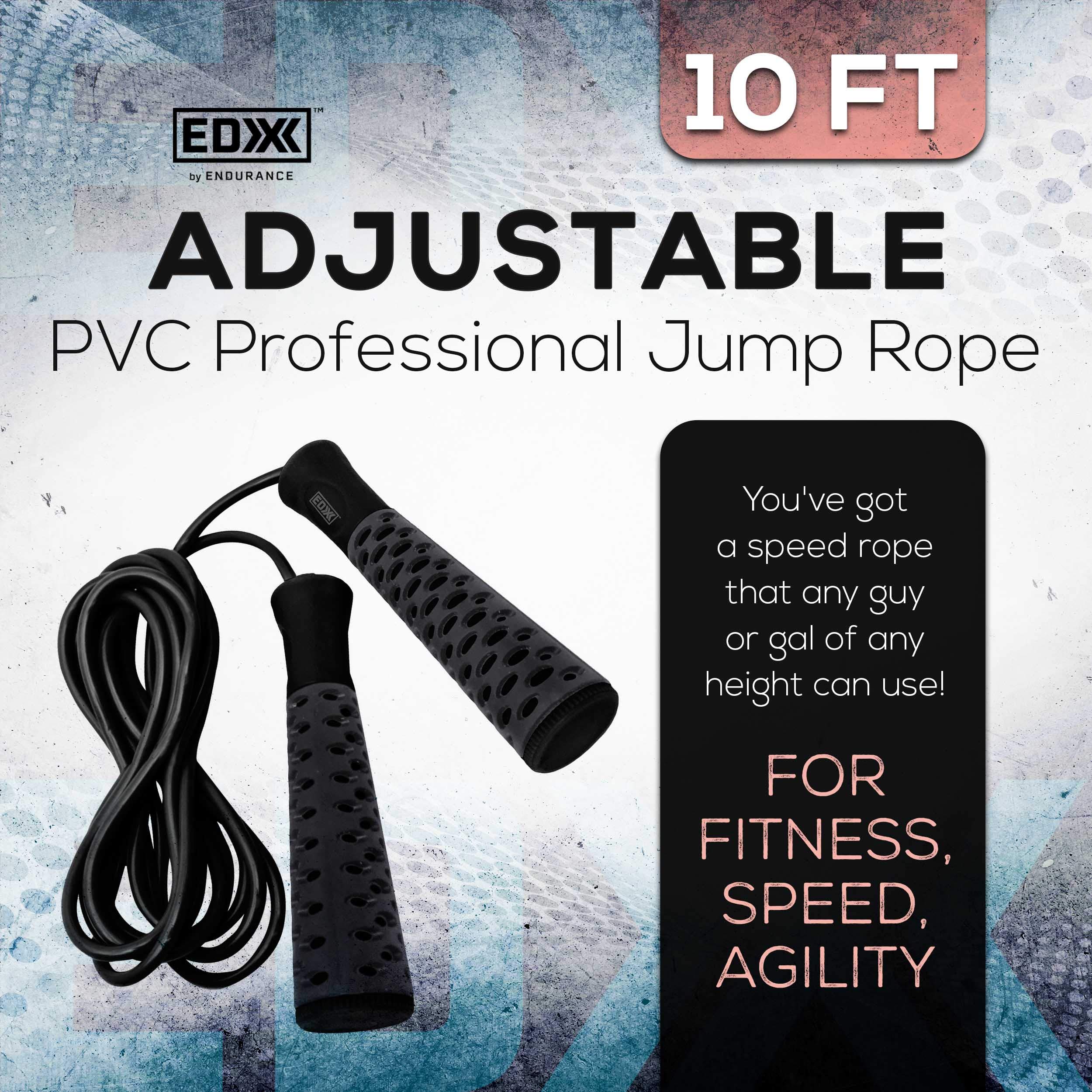 EDX Jump Rope for Fitness, Workout, Exersise - Tange-Free, Hand Grip | 10 ft