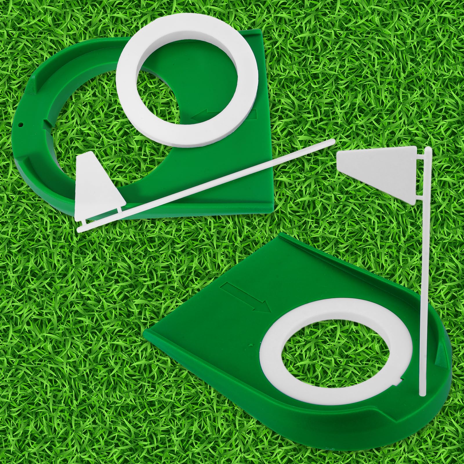 2 sztuki pucharów golfowych z flagą, pomoc w ćwiczeniach golfowych, z tworzywa sztucznego, do użytku wewnątrz i na zewnątrz, do domu, na podwórko, trawnik