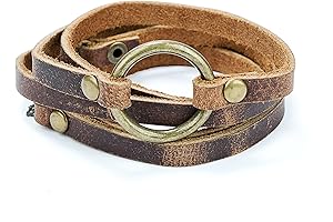 SpunkySoul Handmade 5 Wrap Genuine Leather Circle Bracelet